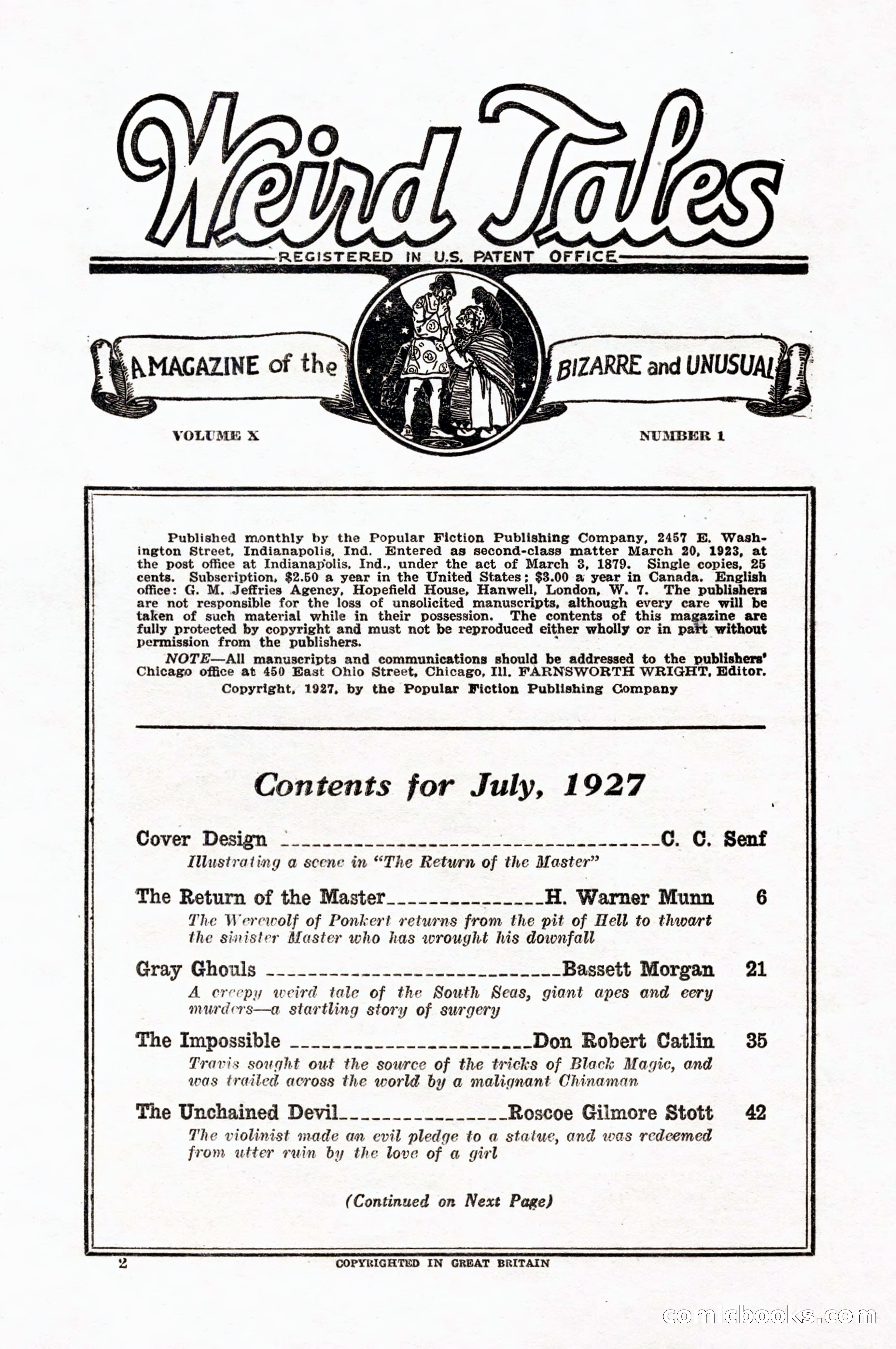 Weird Tales, Vol. 10, No. 1 — page 4 of 148