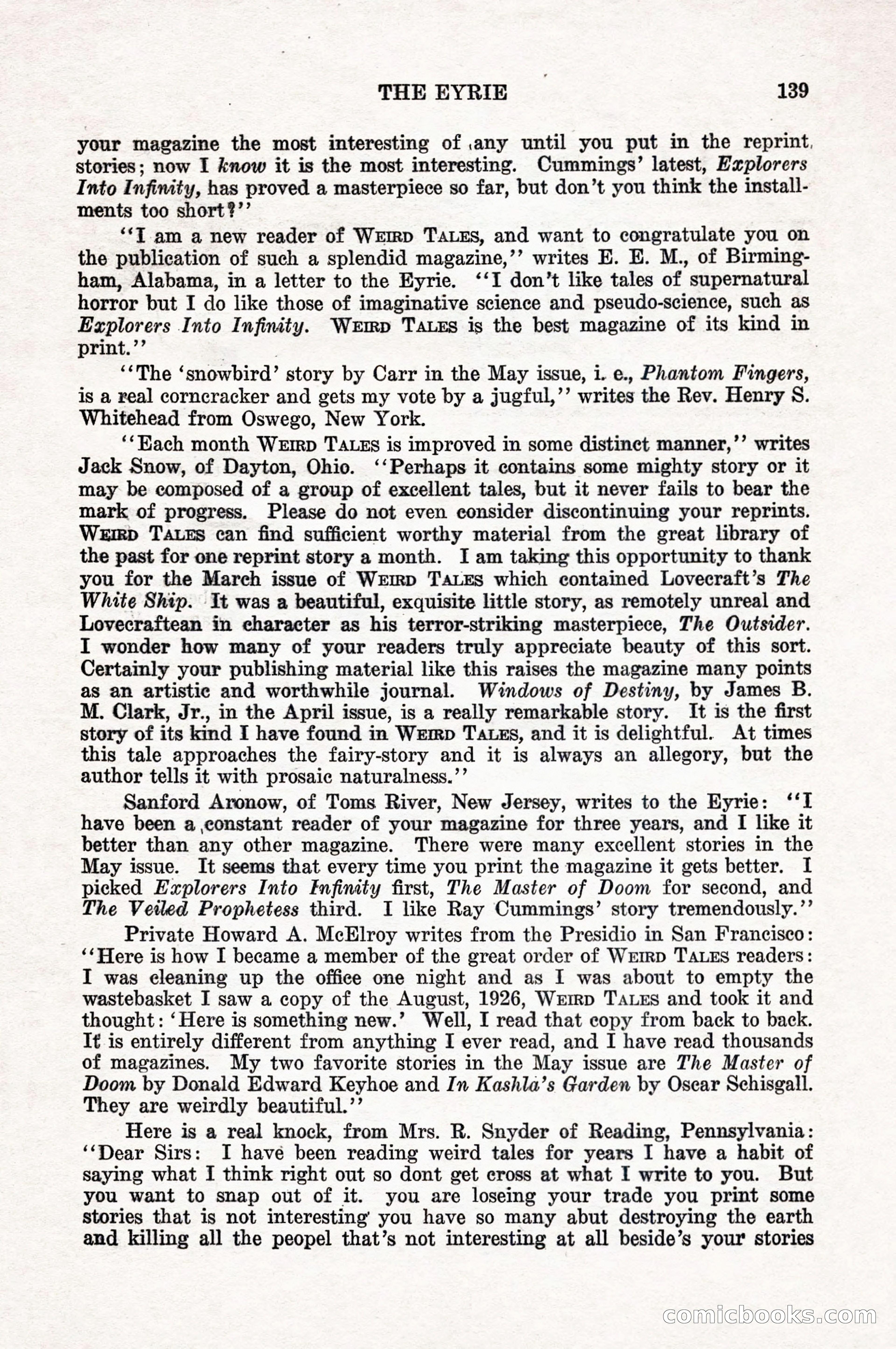 Weird Tales, Vol. 10, No. 1 — page 141 of 148