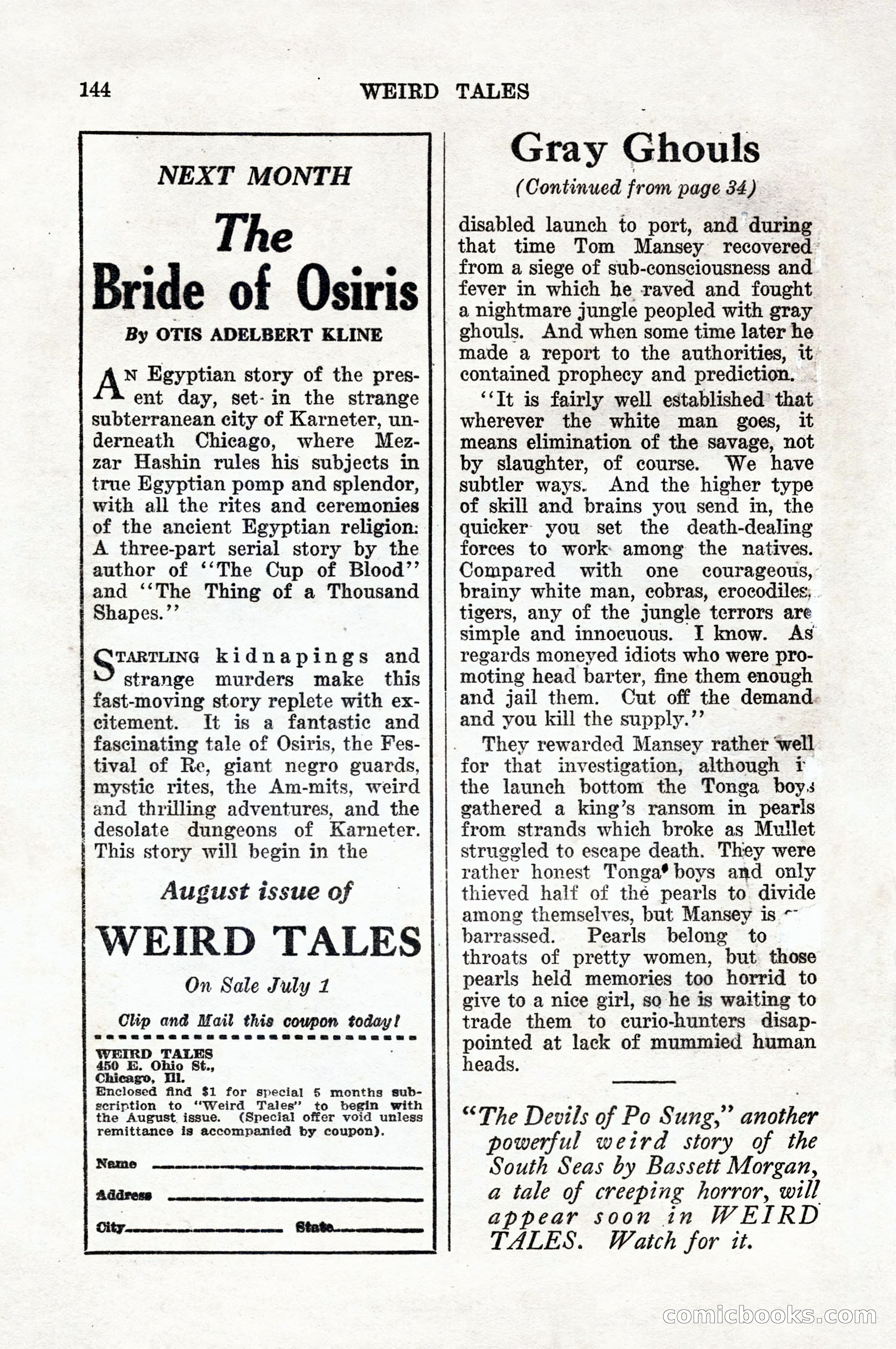 Weird Tales, Vol. 10, No. 1 — page 144 of 148