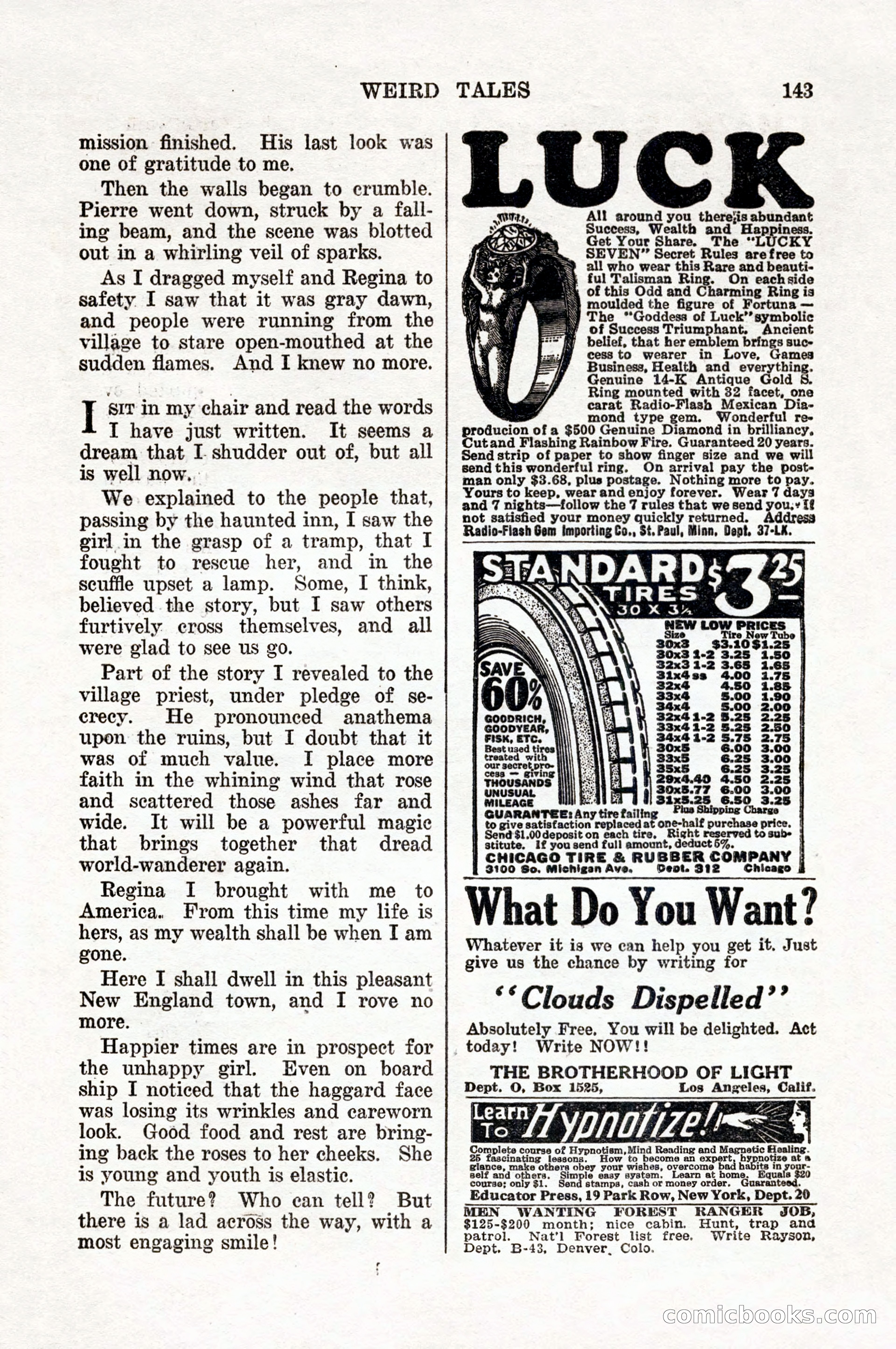 Weird Tales, Vol. 10, No. 1 — page 146 of 148