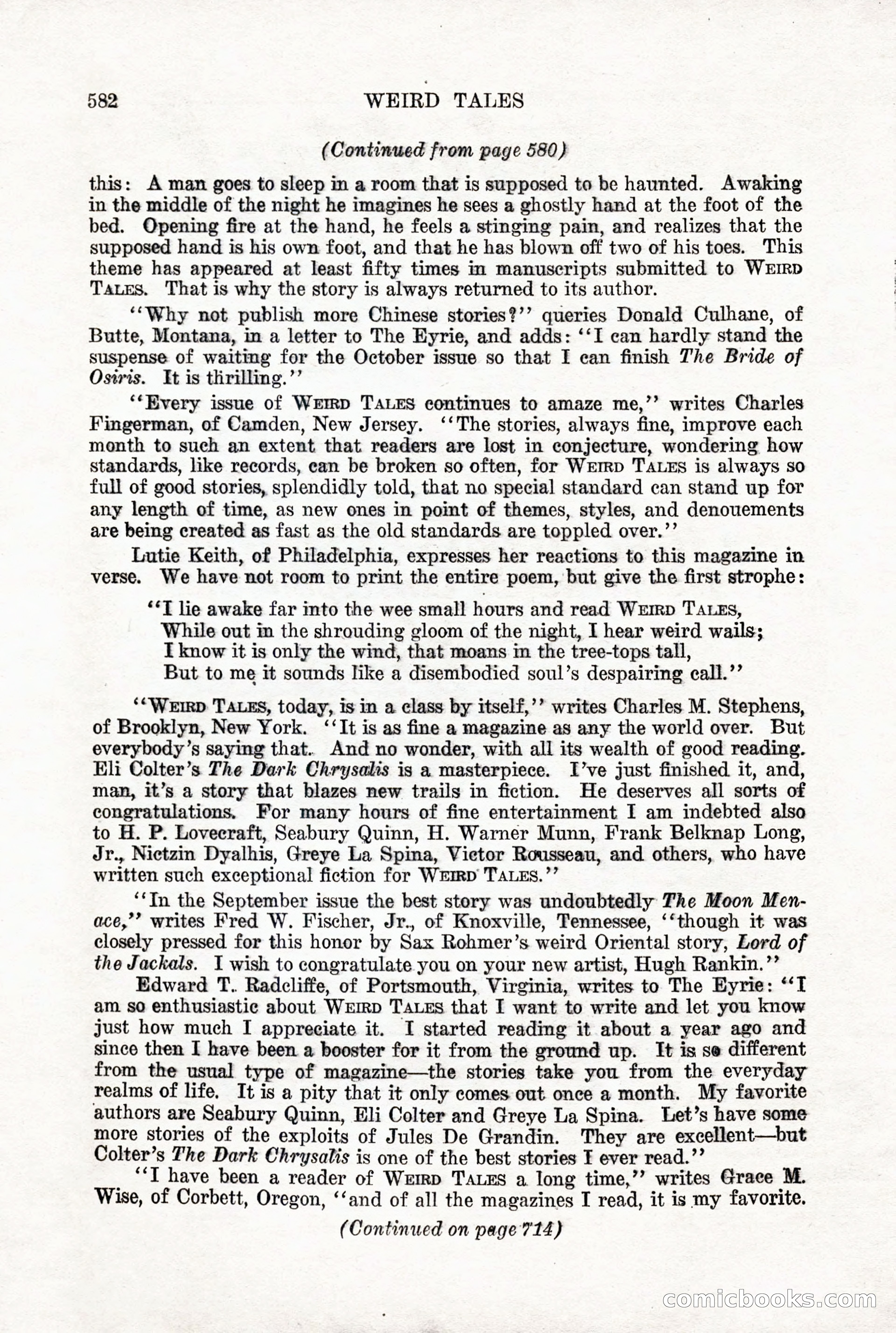 Weird Tales, Vol. X, No. 5 — page 8 of 148