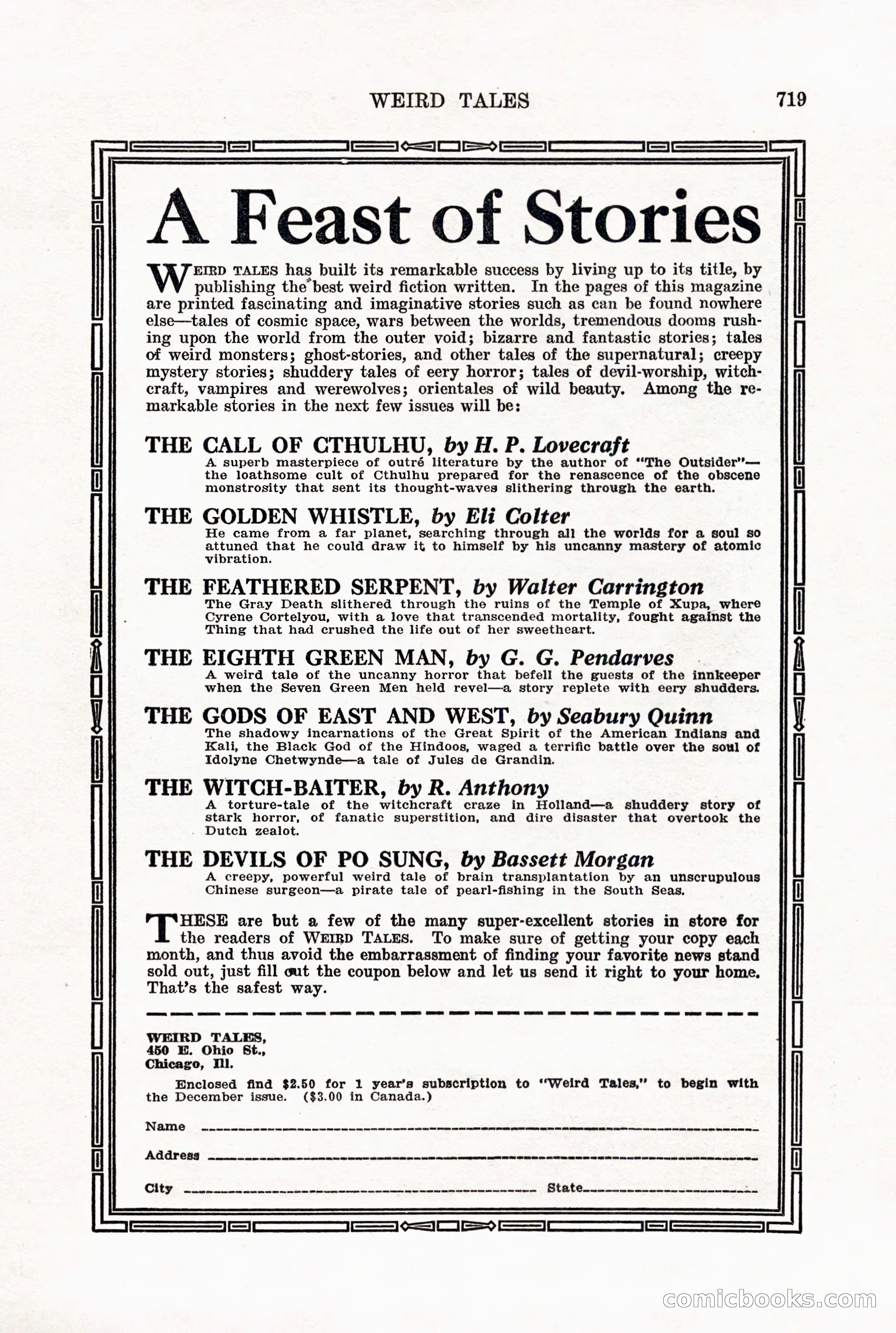 Weird Tales, Vol. X, No. 5 — page 145 of 148