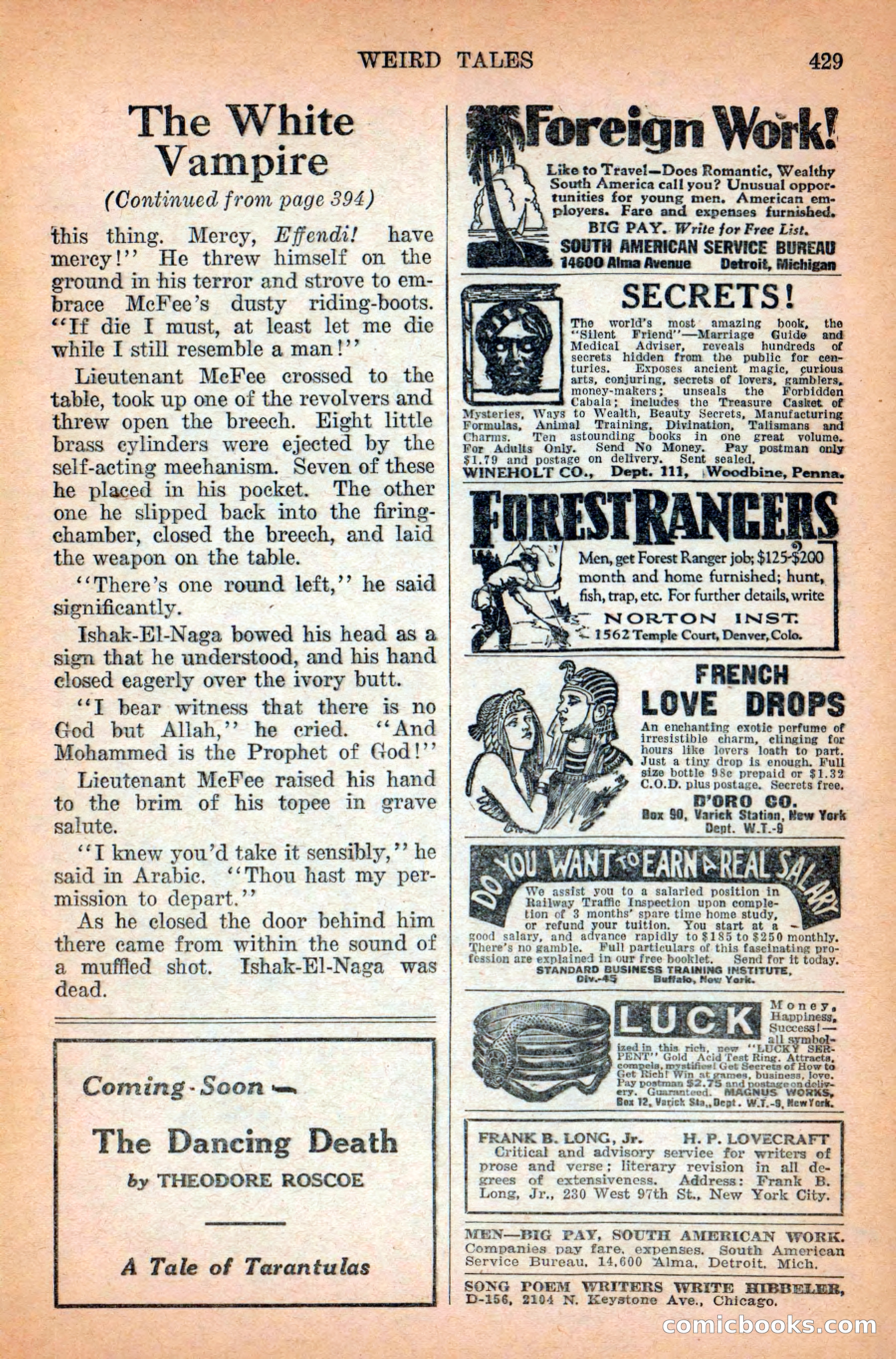 Weird Tales, Vol. 12 No. 3 — page 143 of 148