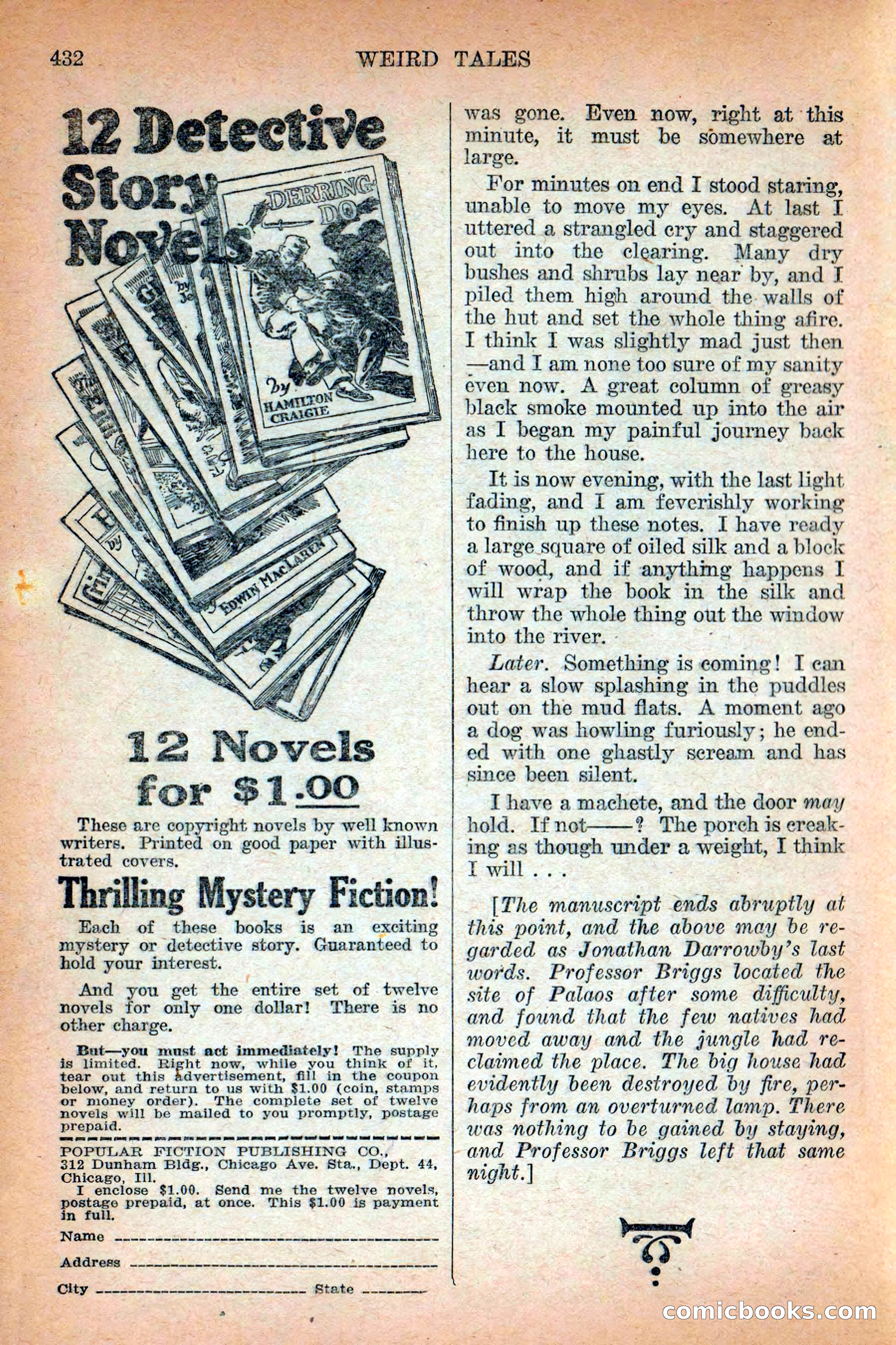 Weird Tales, Vol. 12 No. 3 — page 148 of 148