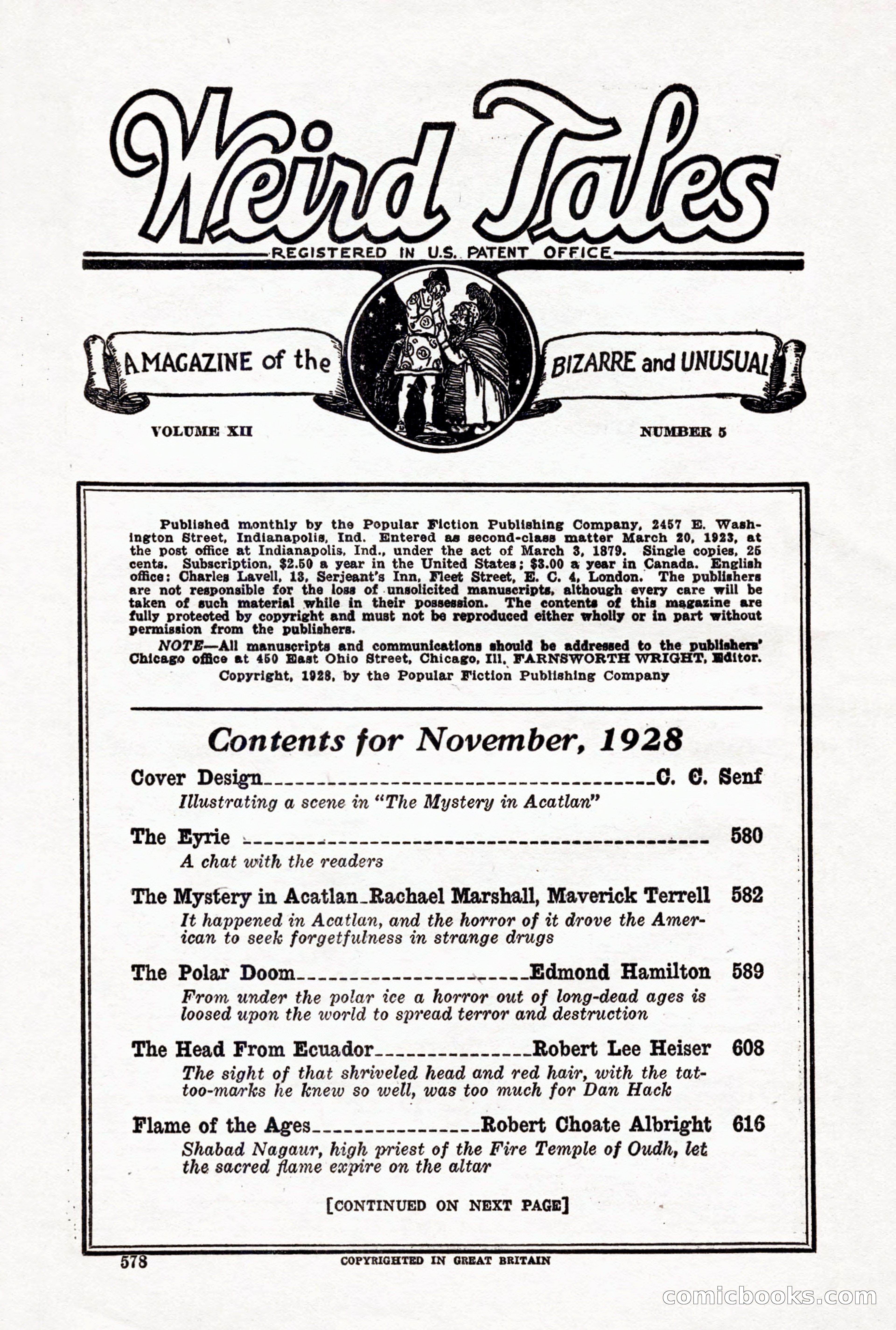 Weird Tales, Vol. 12 No. 5 — page 4 of 148