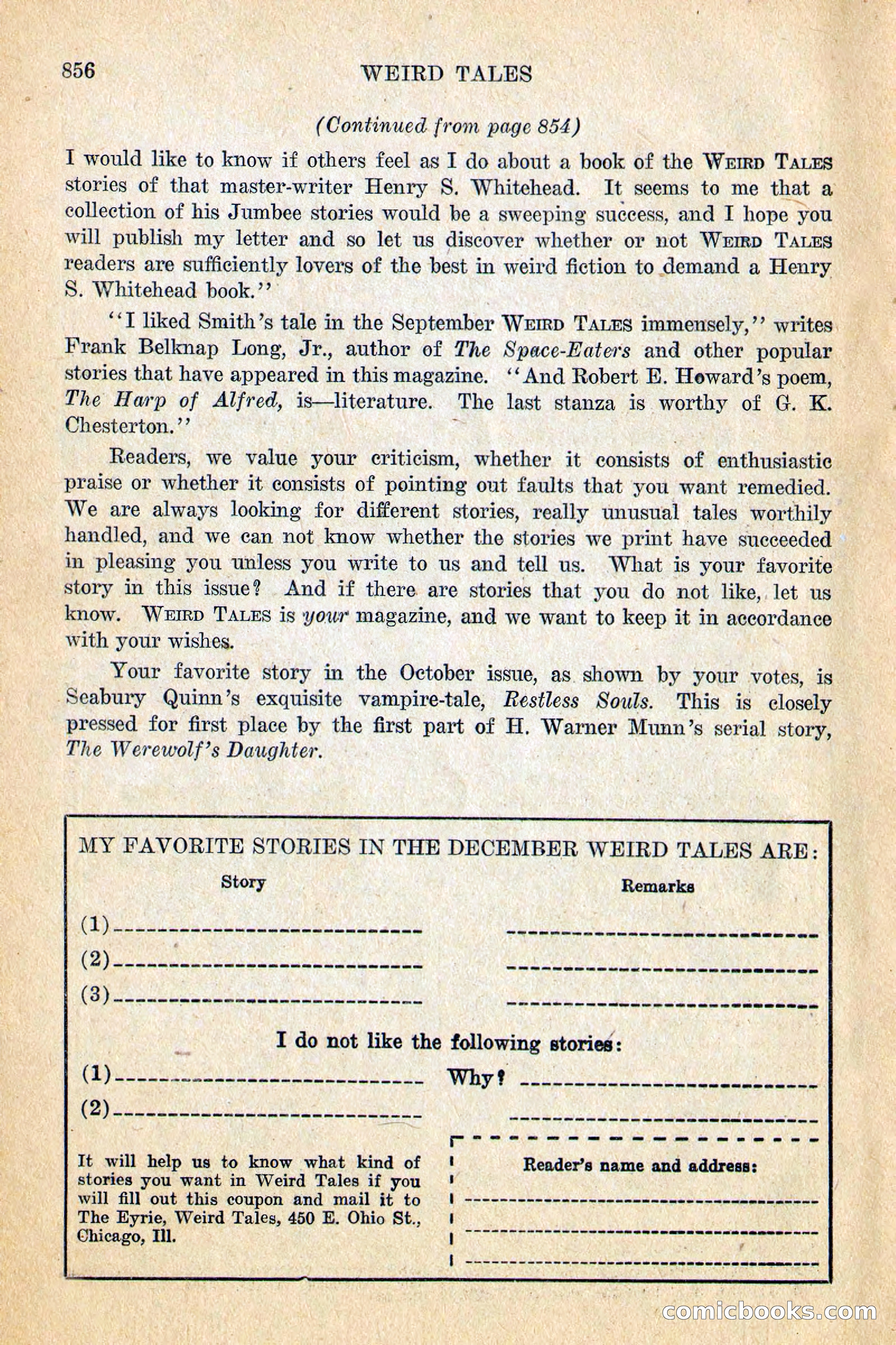 Weird Tales, December 1928 — page 138 of 148