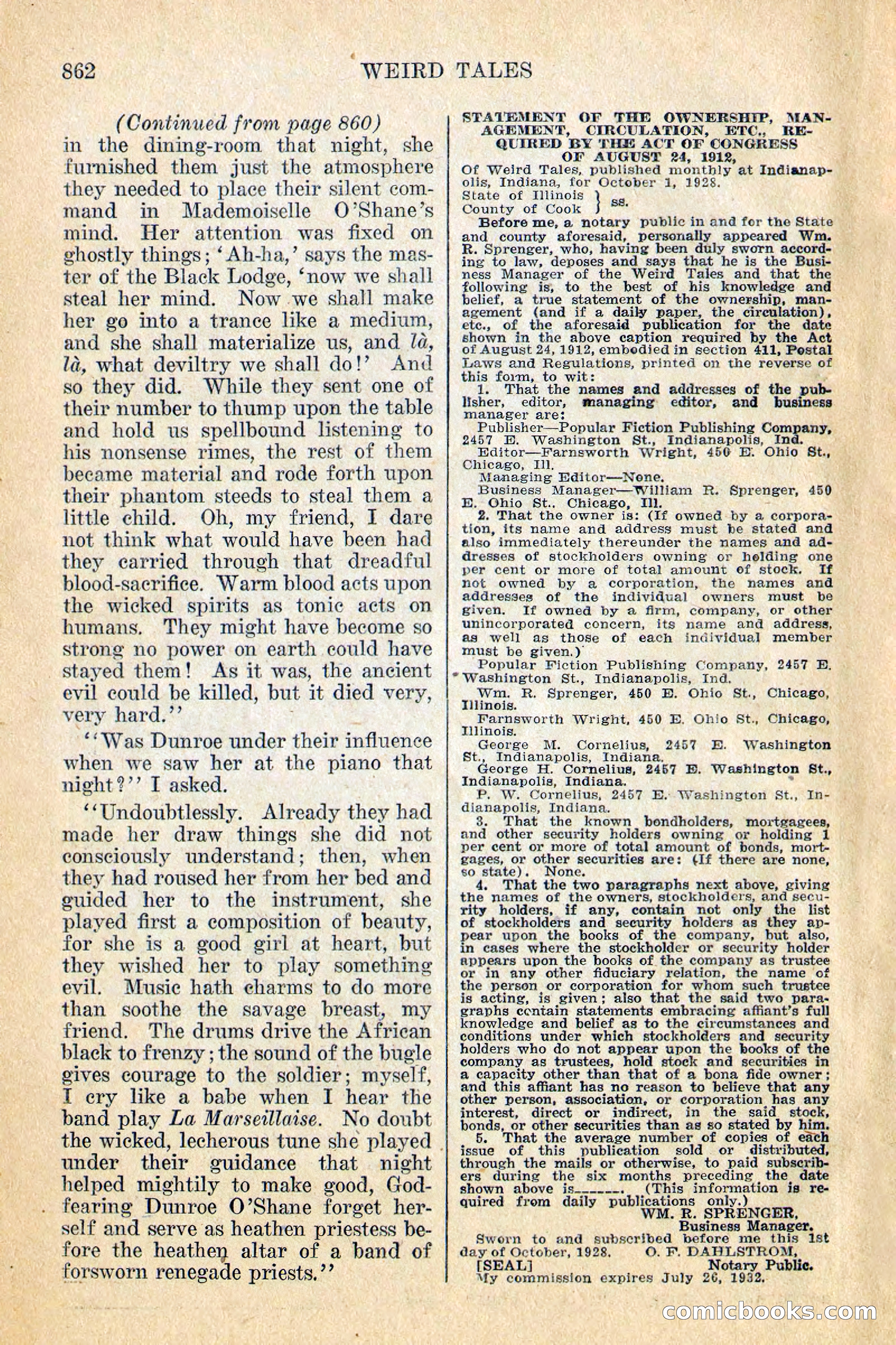 Weird Tales, December 1928 — page 144 of 148
