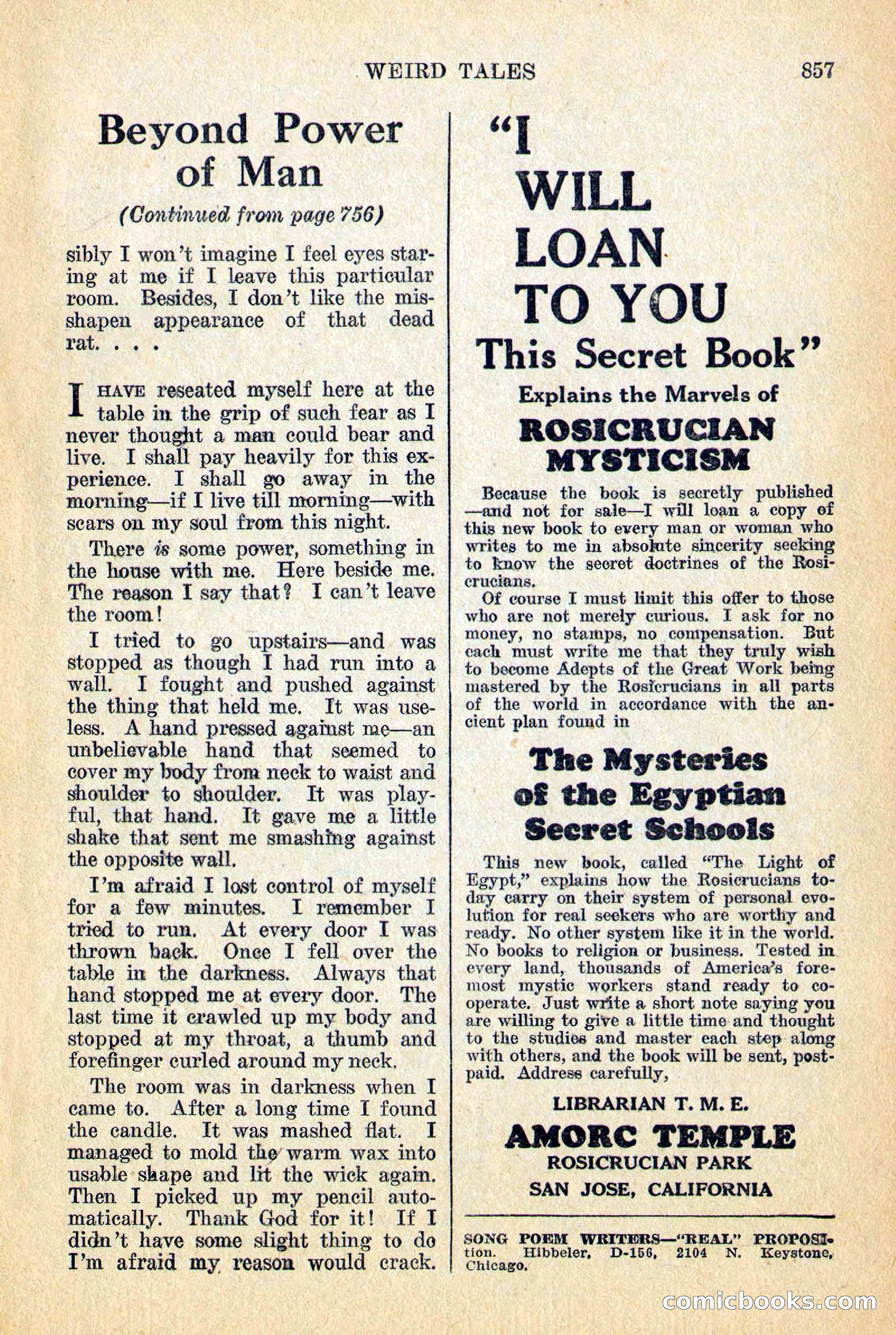 Weird Tales, Vol. 12, No. 6 — page 139 of 148