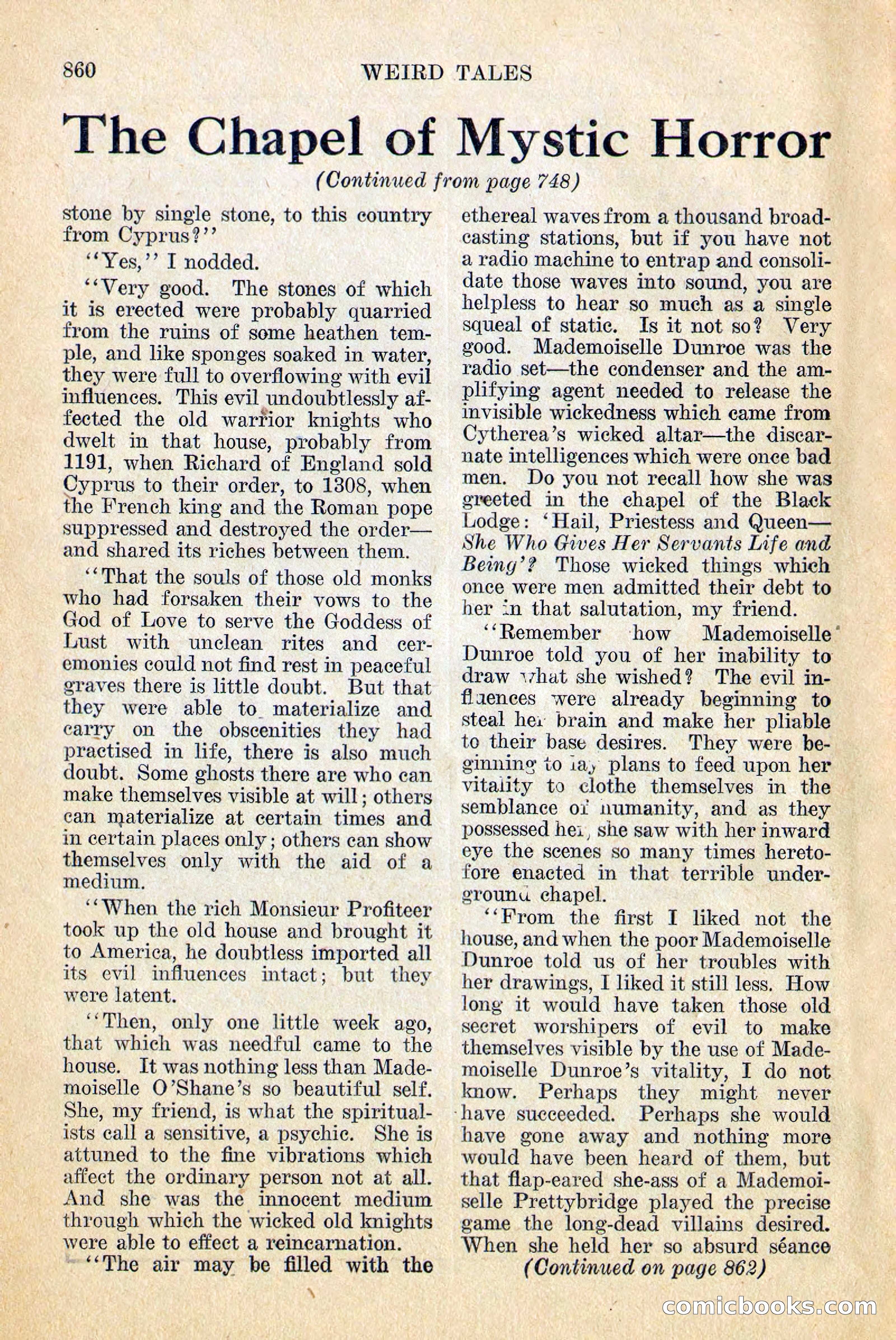 Weird Tales, Vol. 12, No. 6 — page 142 of 148