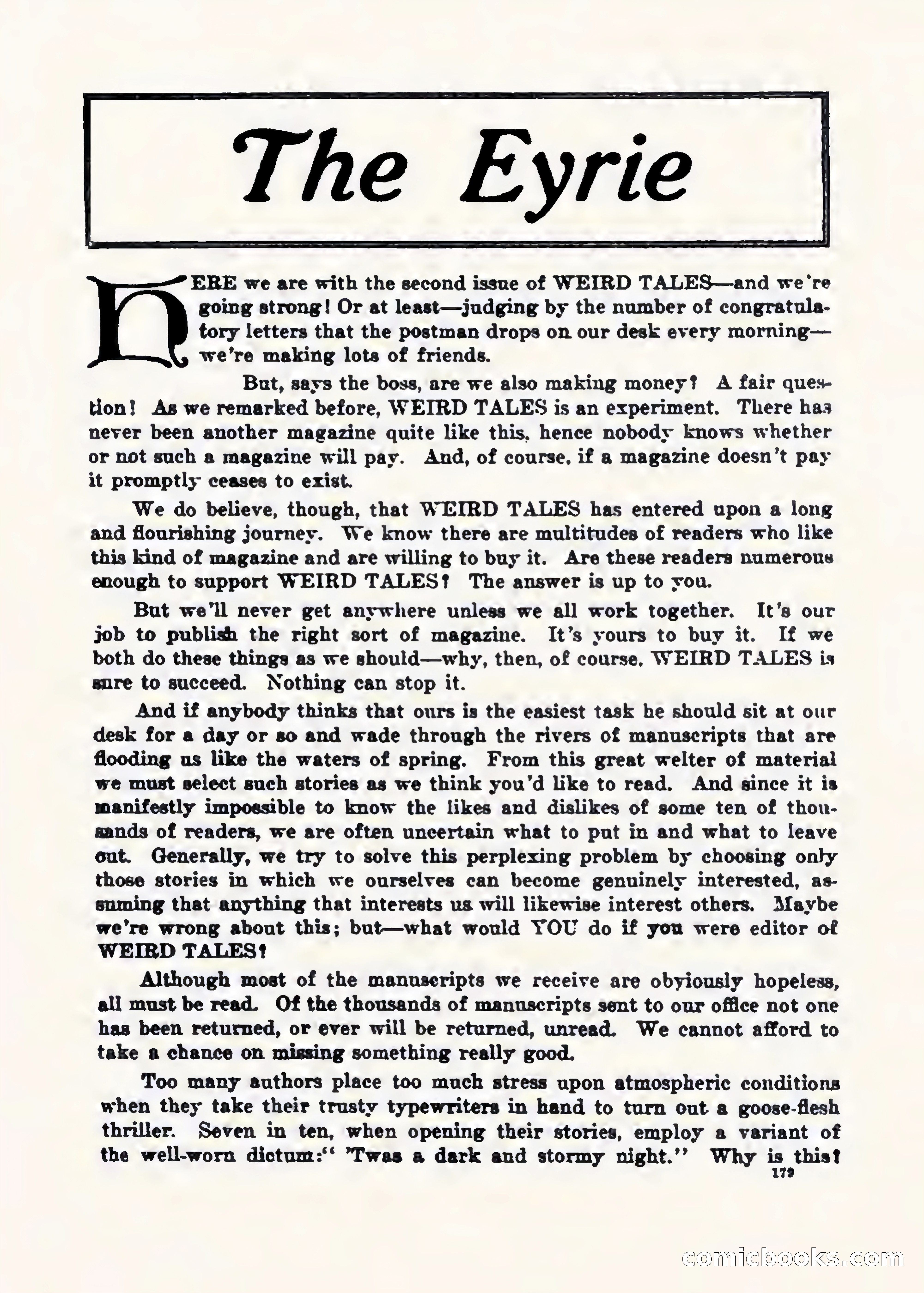 Weird Tales, Vol. 1, No. 2 — page 180 of 194