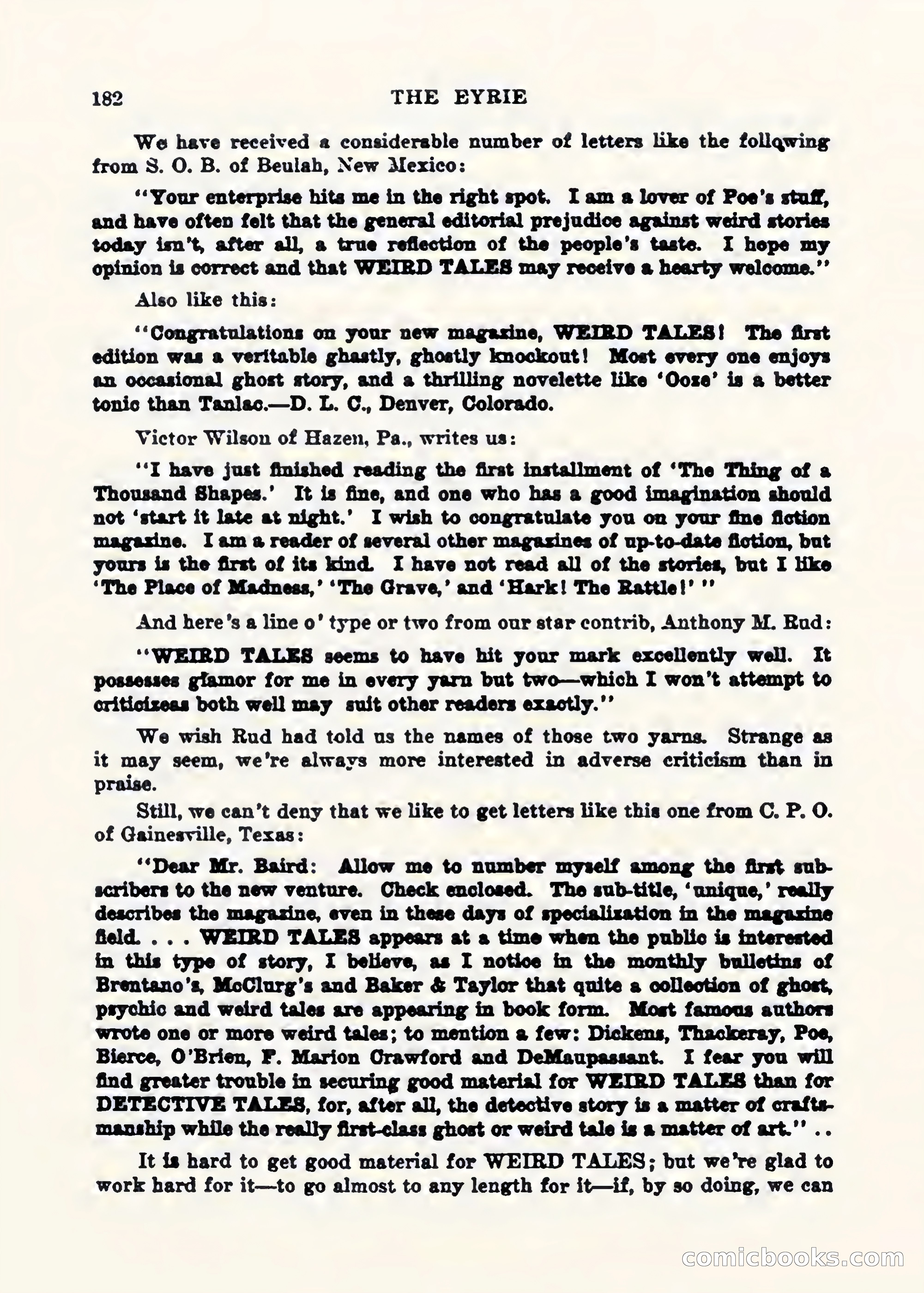 Weird Tales, Vol. 1, No. 2 — page 183 of 194
