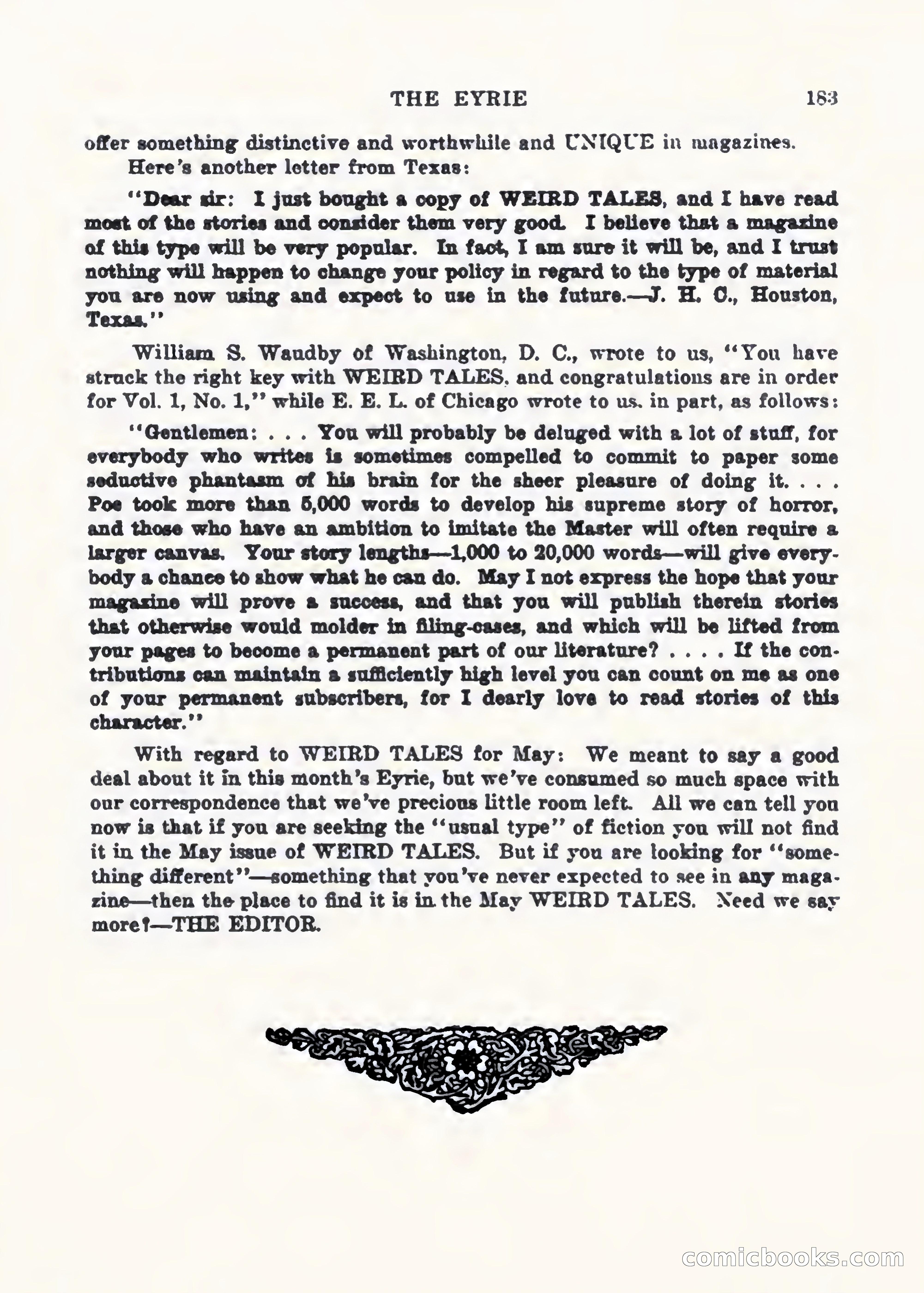 Weird Tales, Vol. 1, No. 2 — page 184 of 194