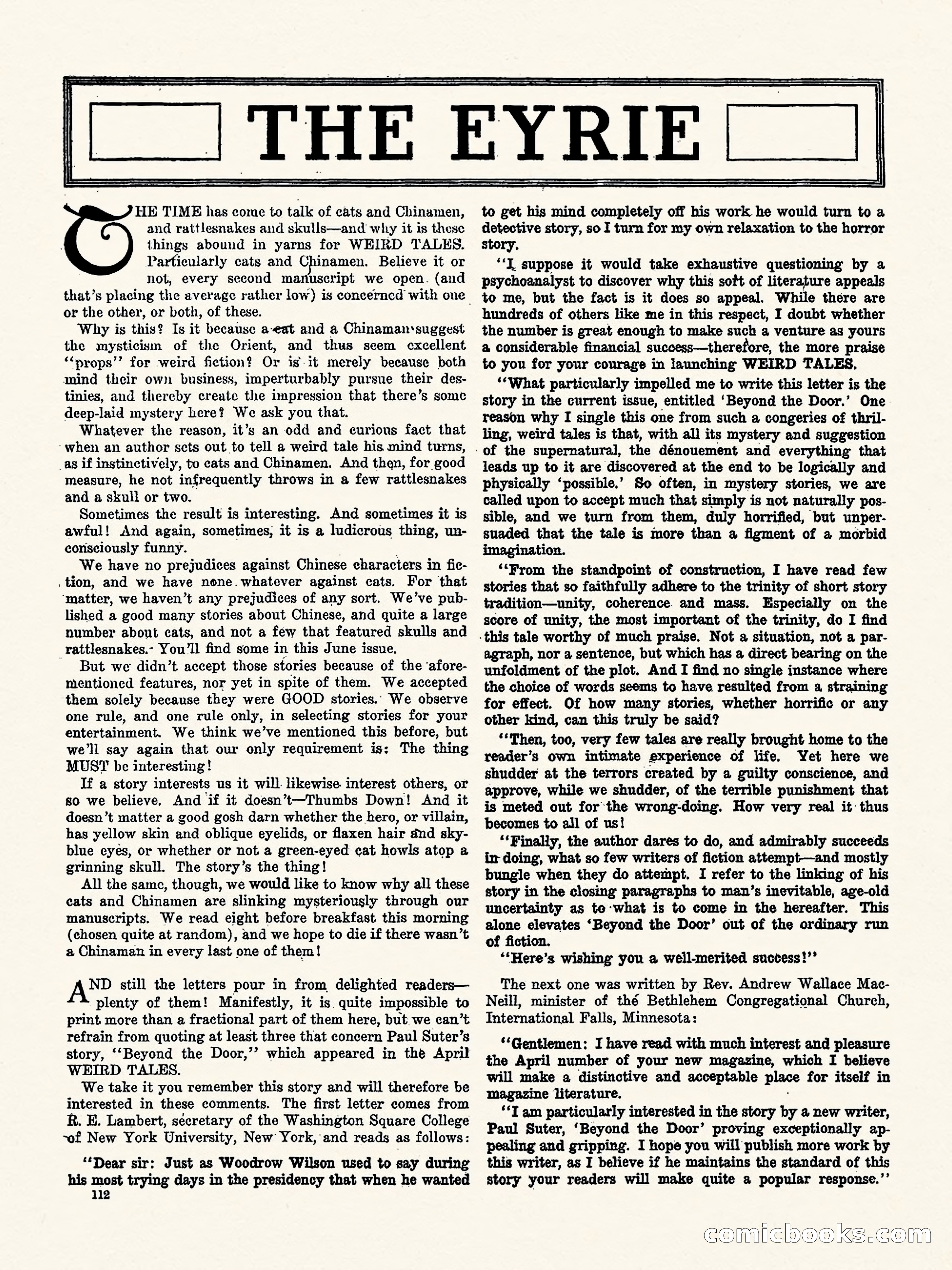 Weird Tales, Vol. I, No. 4 — page 113 of 122