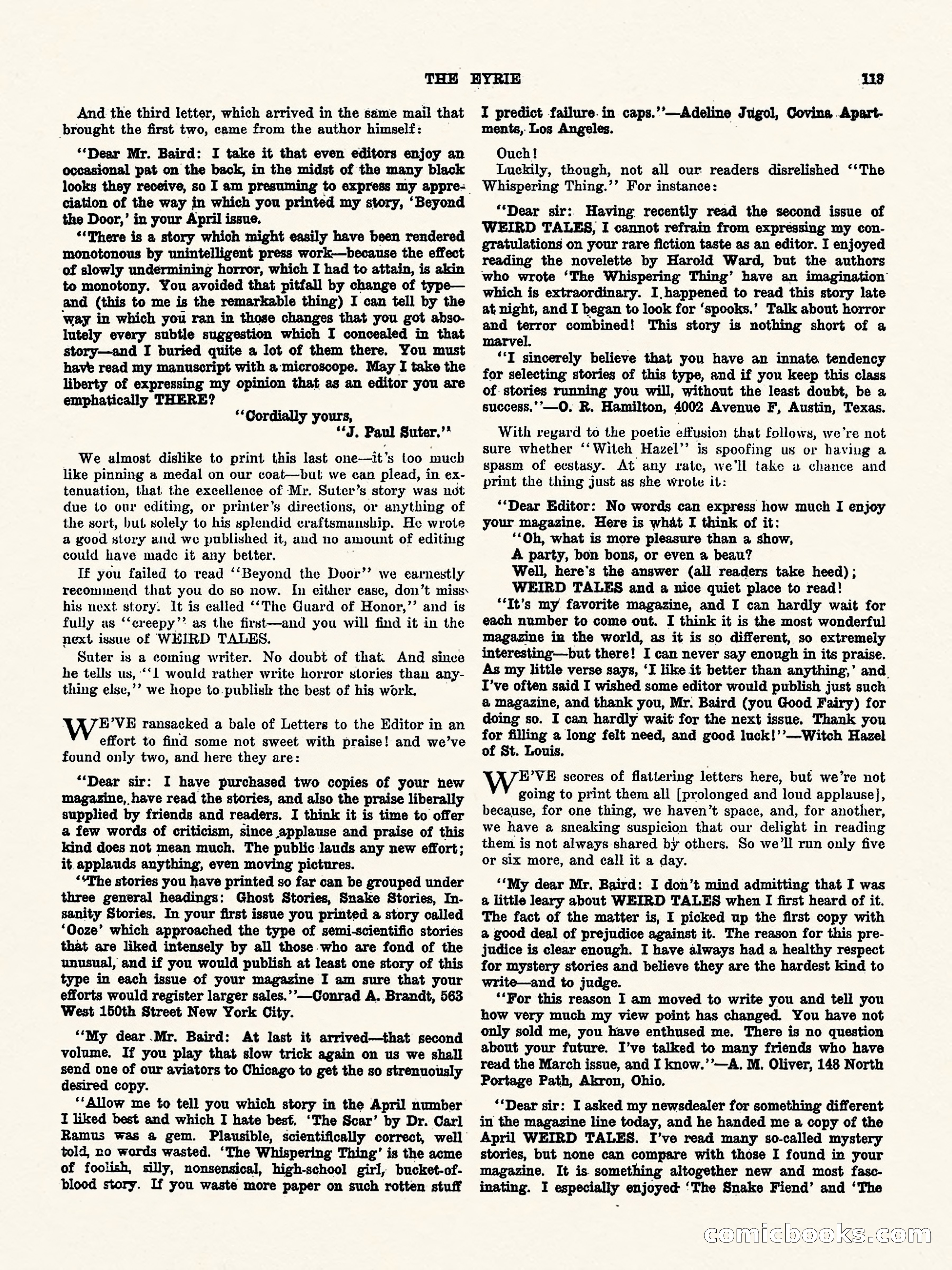 Weird Tales, Vol. I, No. 4 — page 114 of 122
