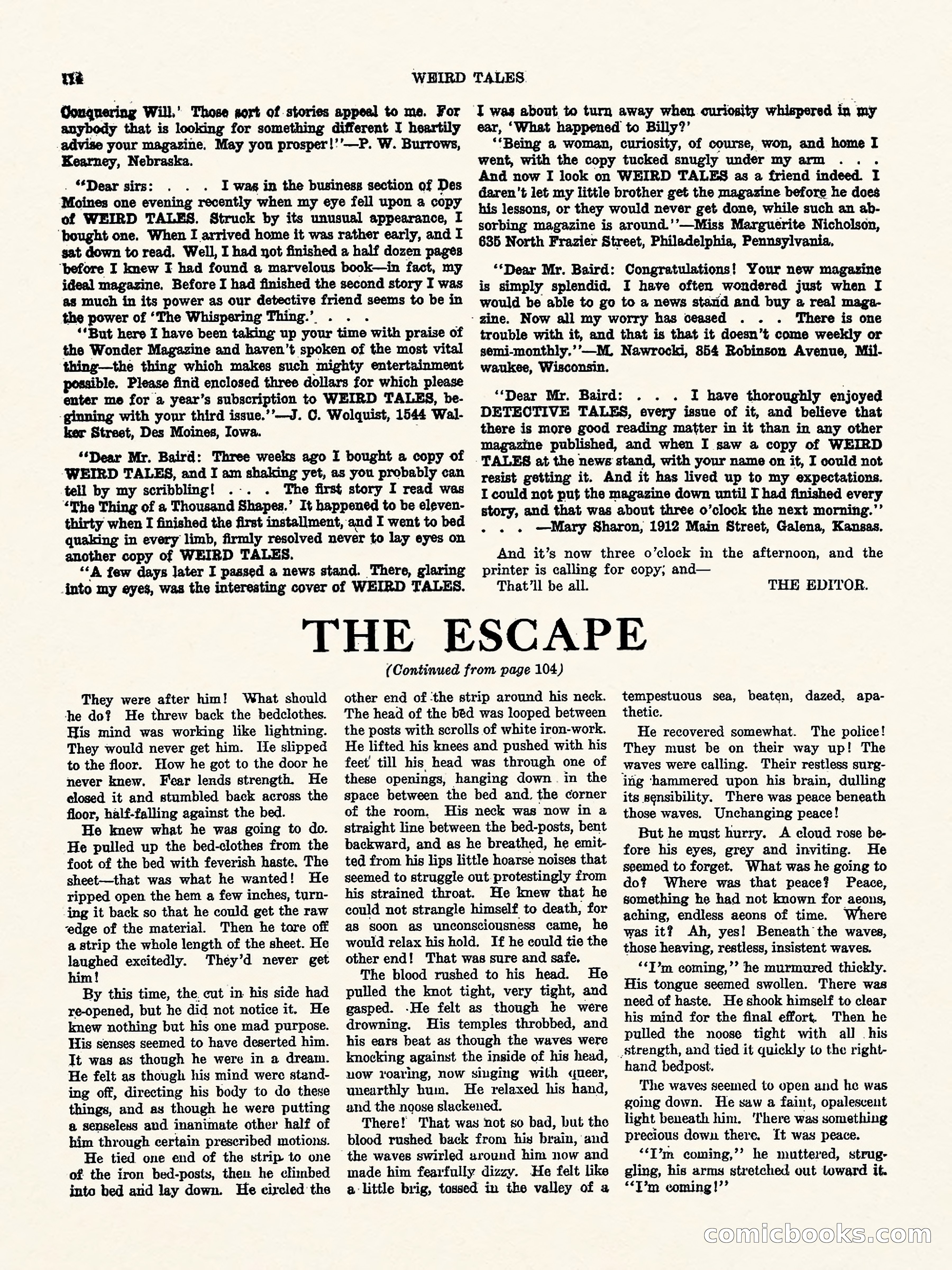 Weird Tales, Vol. I, No. 4 — page 115 of 122