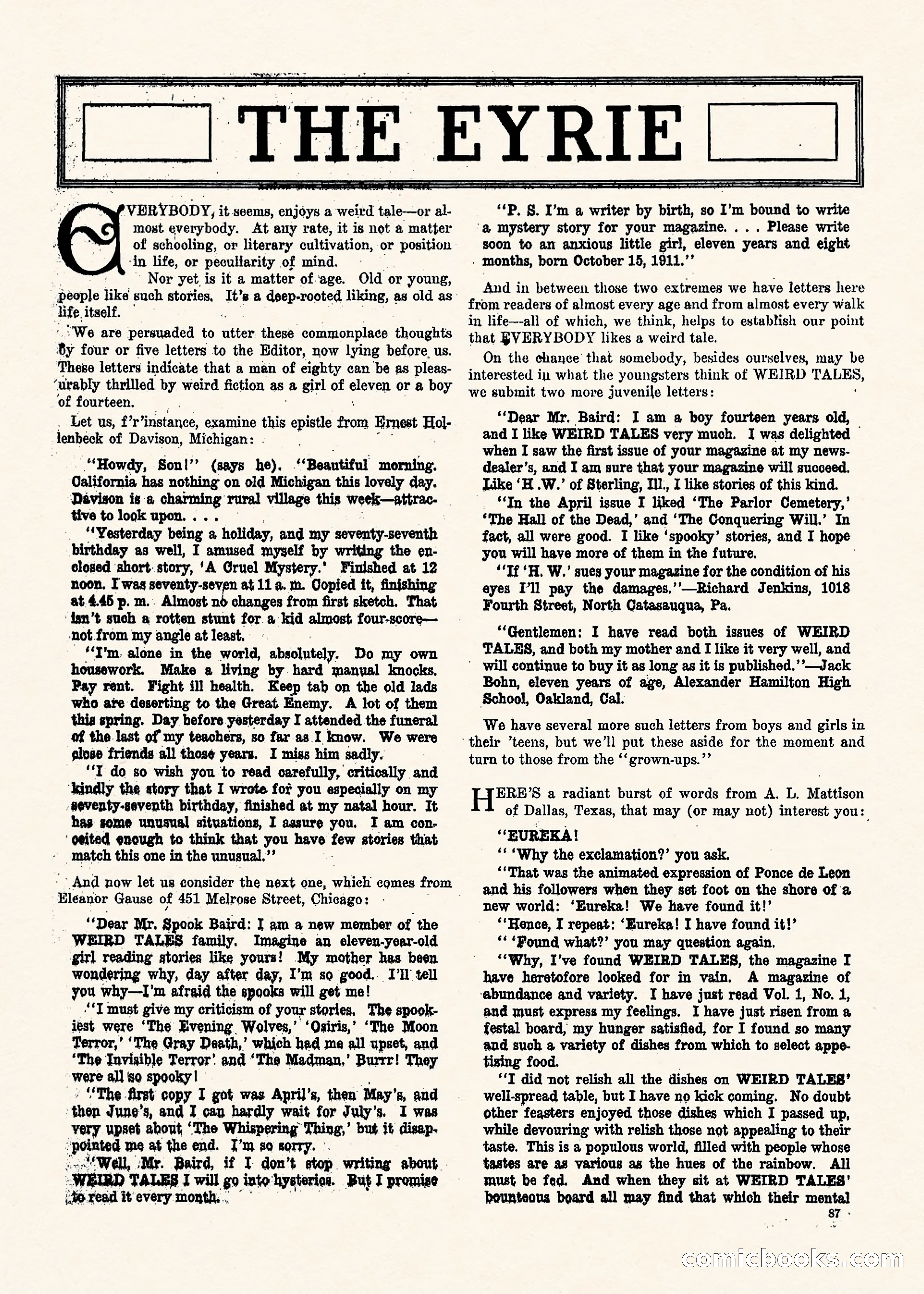 Weird Tales, Vol. II No. 1 — page 88 of 98