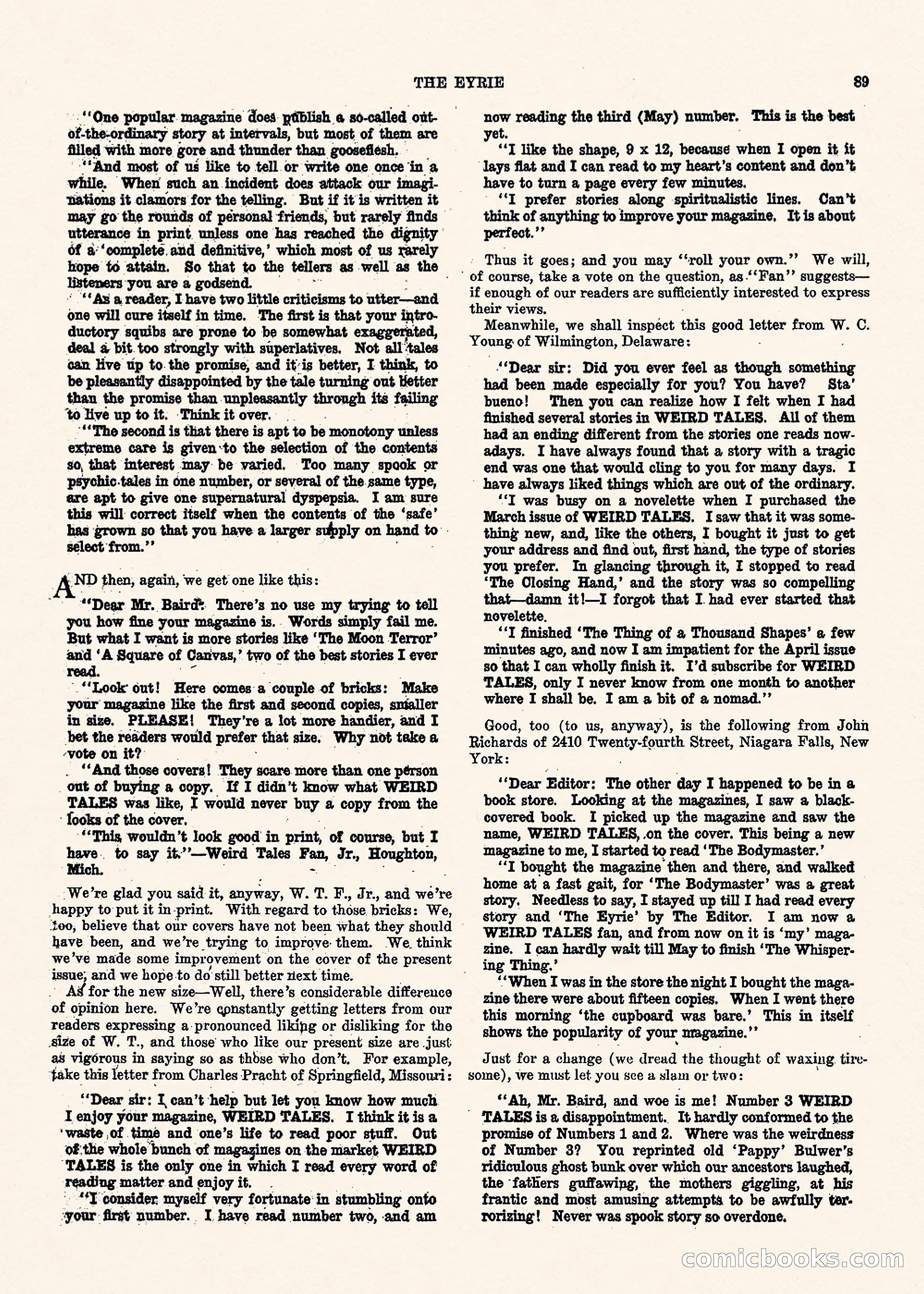 Weird Tales, Vol. II No. 1 — page 90 of 98
