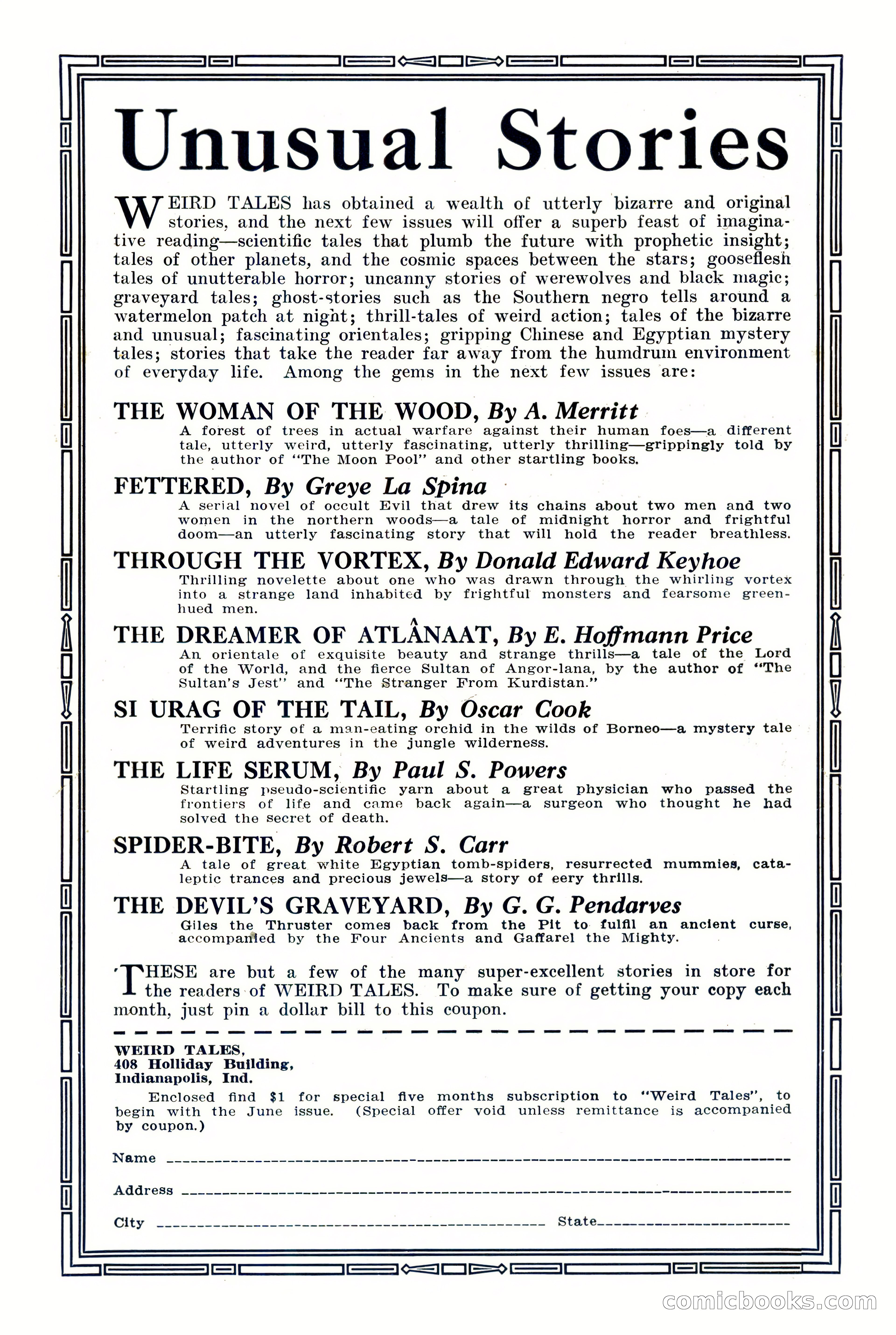 Weird Tales, Vol. 7, No. 5 — page 2 of 148