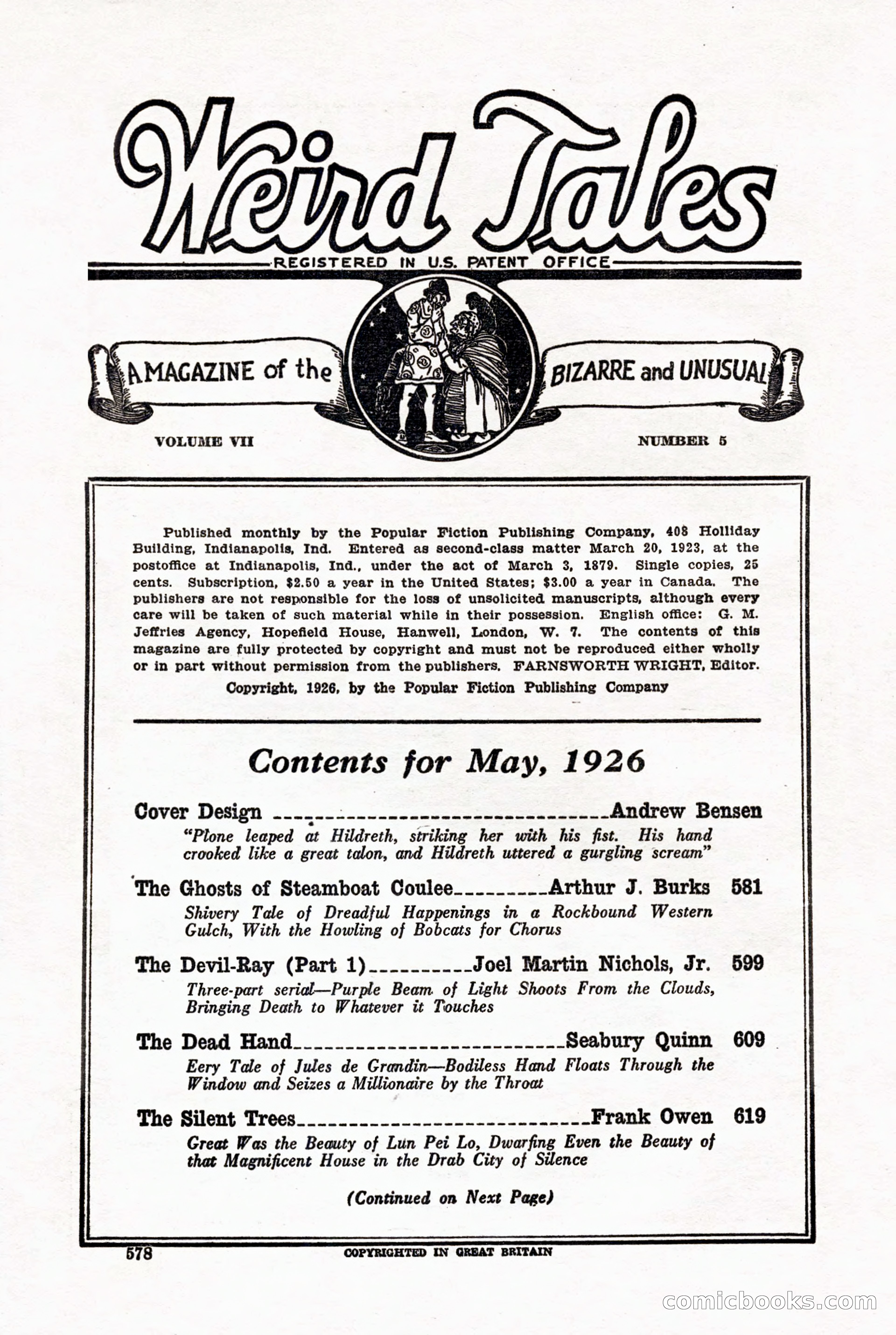 Weird Tales, Vol. 7, No. 5 — page 4 of 148