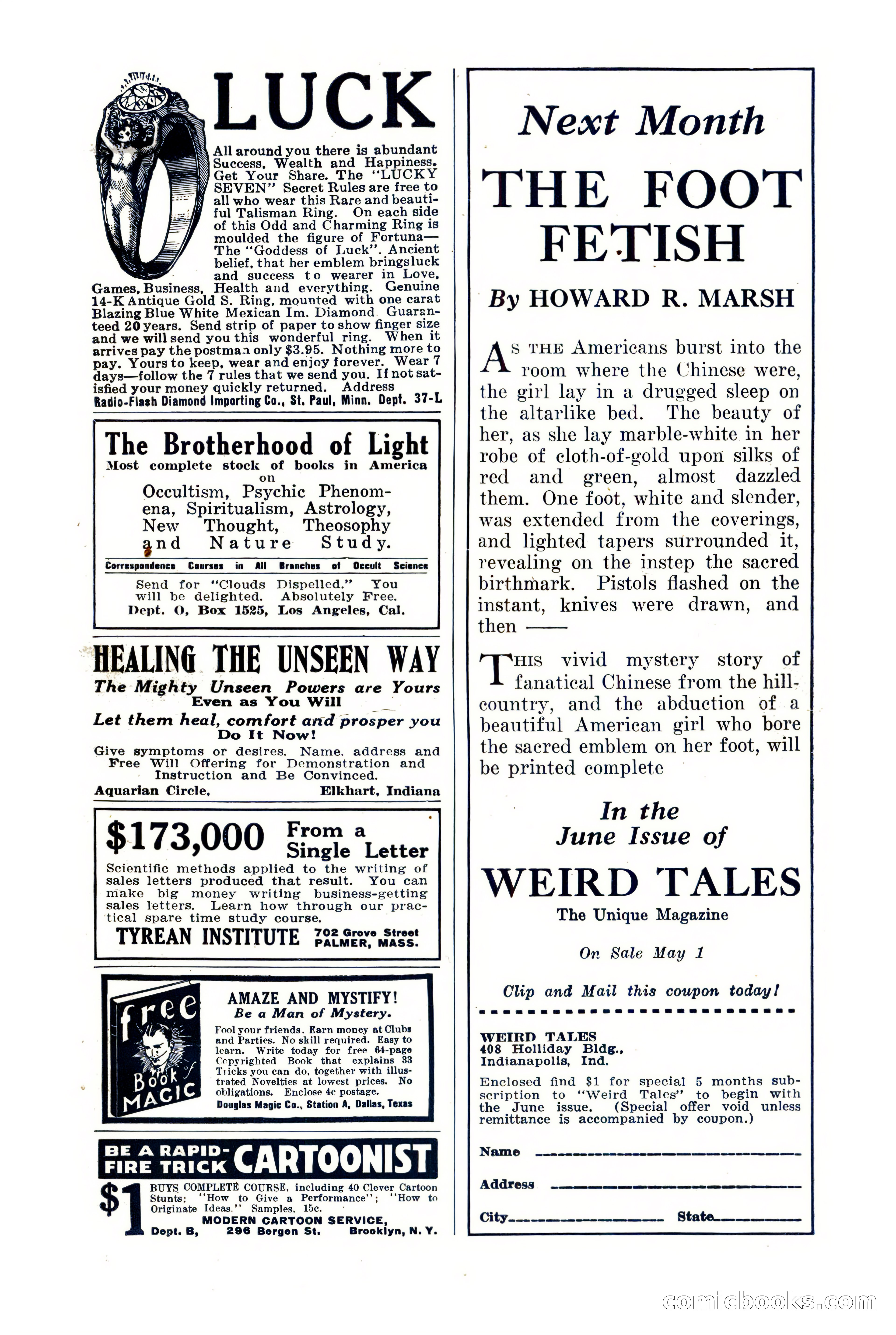 Weird Tales, Vol. 7, No. 5 — page 147 of 148