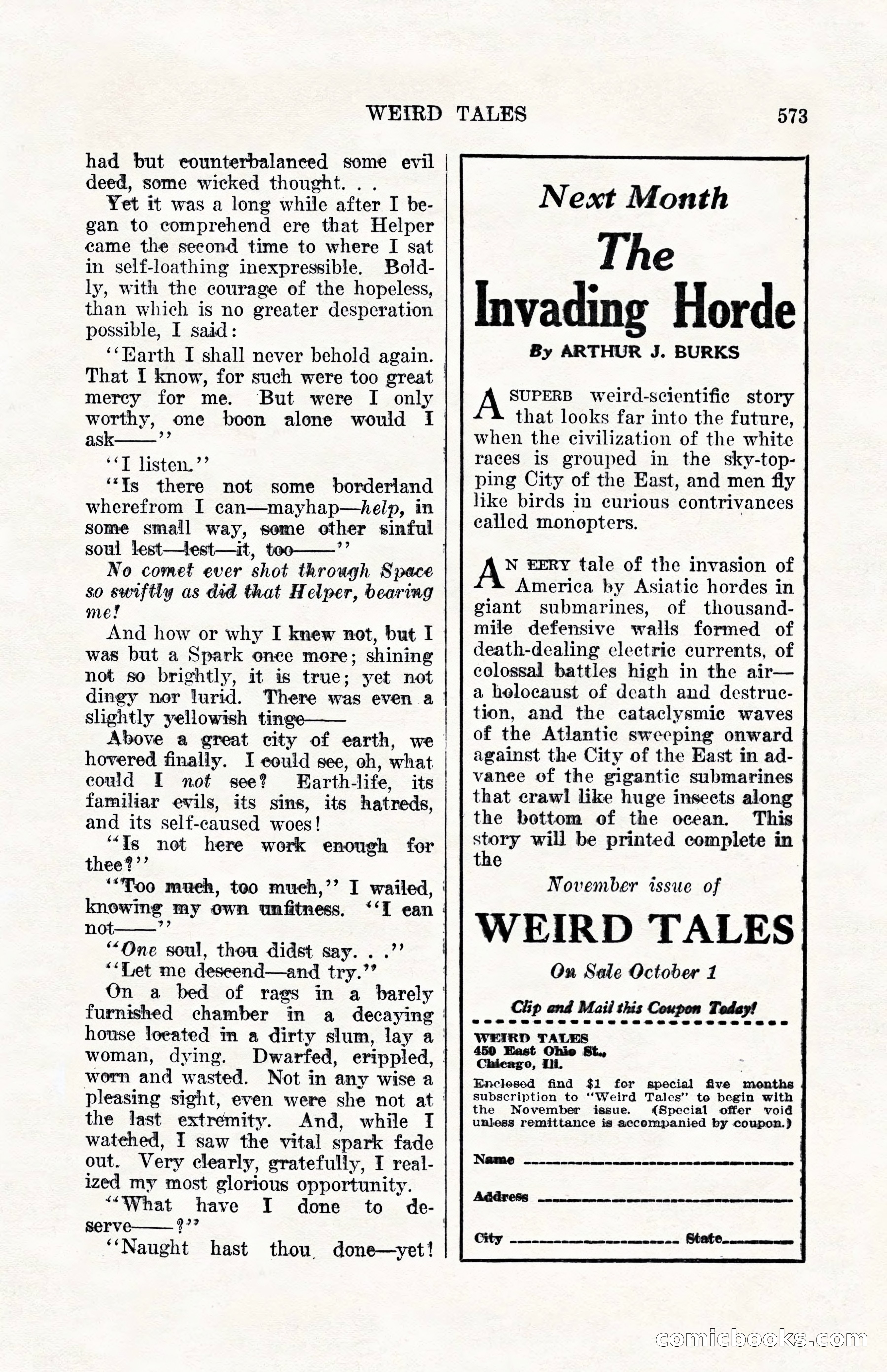 Weird Tales, Vol. 10, No. 4 — page 143 of 148