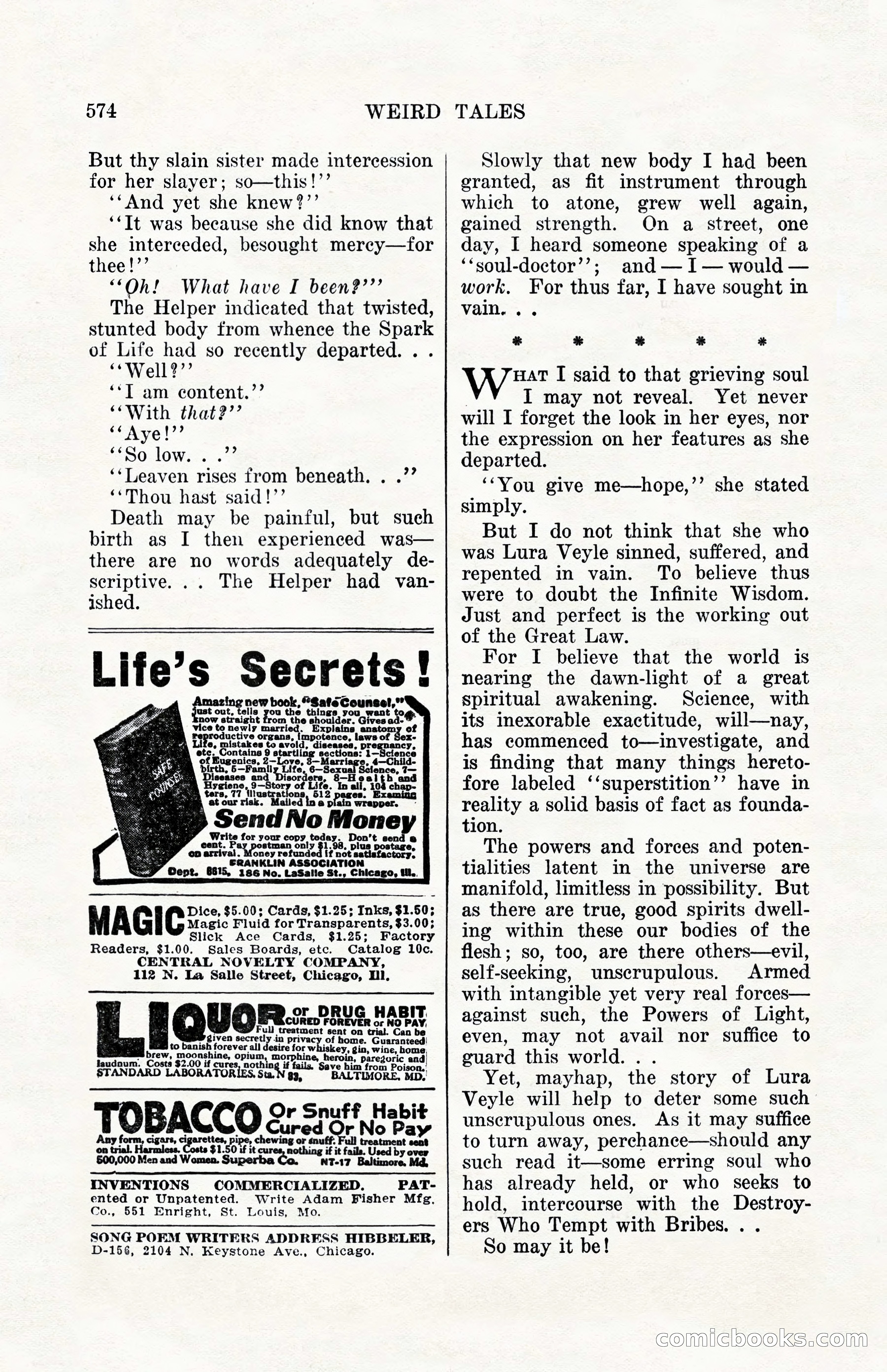 Weird Tales, Vol. 10, No. 4 — page 144 of 148