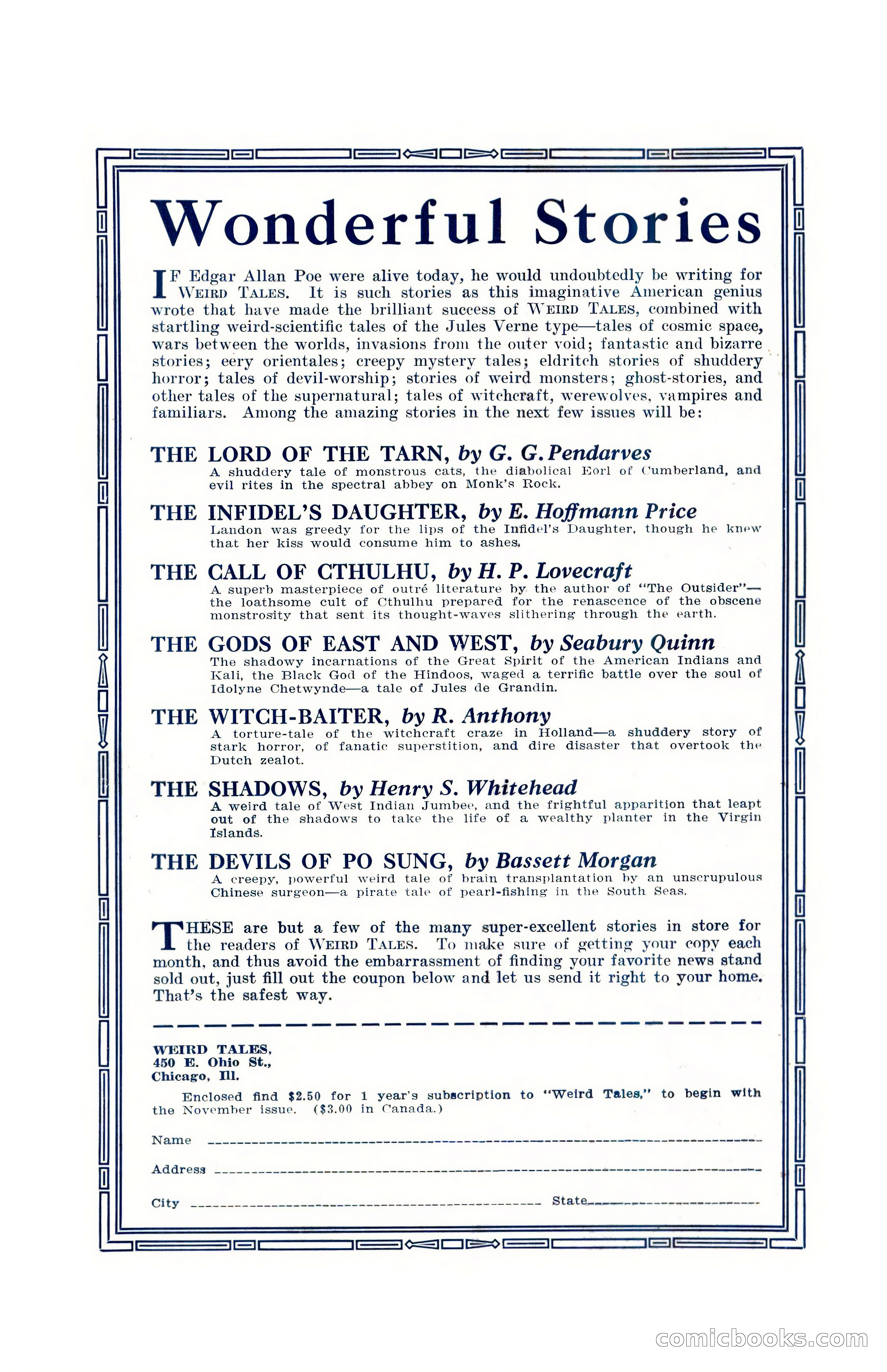 Weird Tales, Vol. 10, No. 4 — page 147 of 148