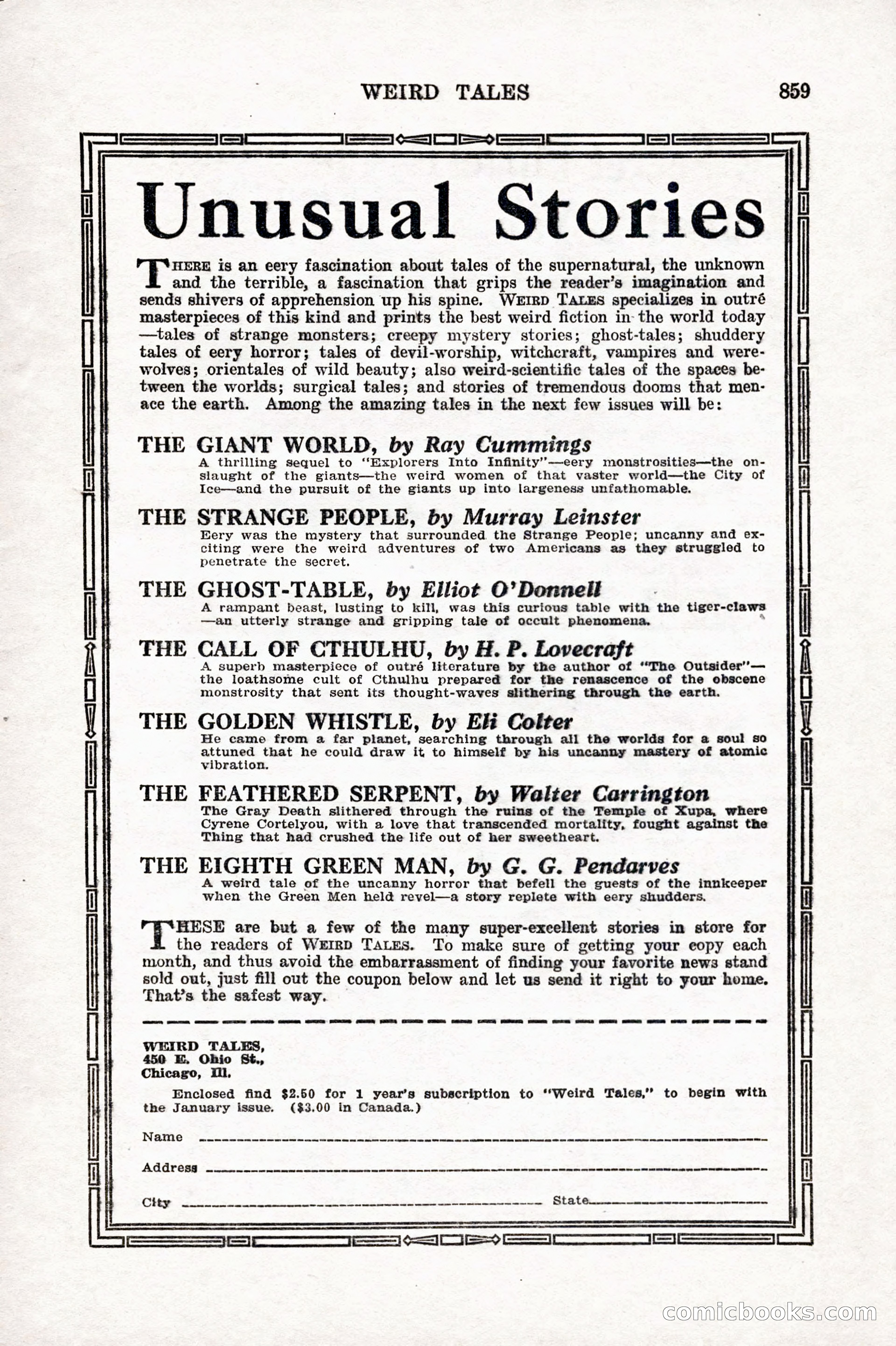 Weird Tales, Vol. 10 No. 6 — page 141 of 148