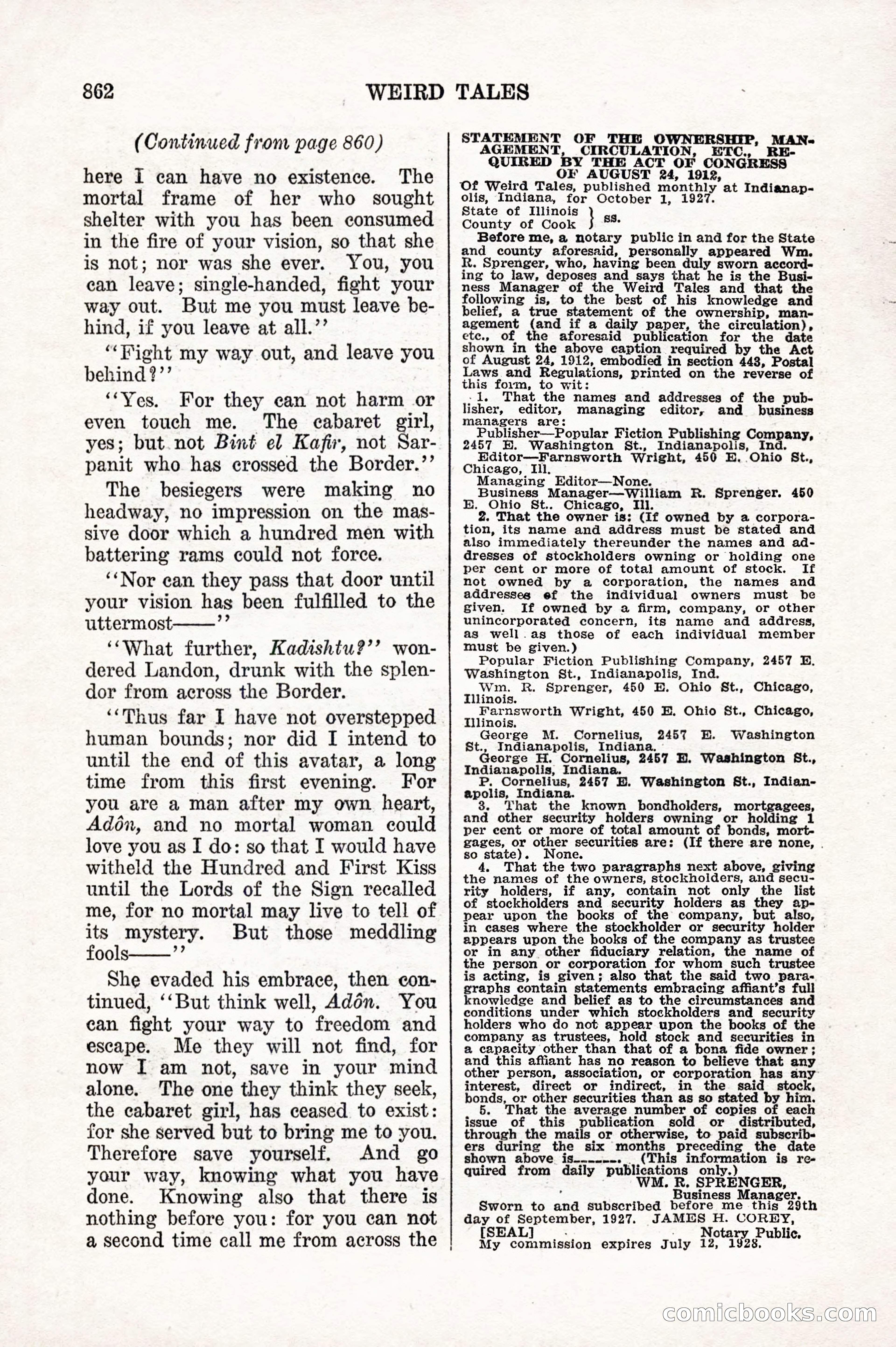 Weird Tales, Vol. 10 No. 6 — page 144 of 148