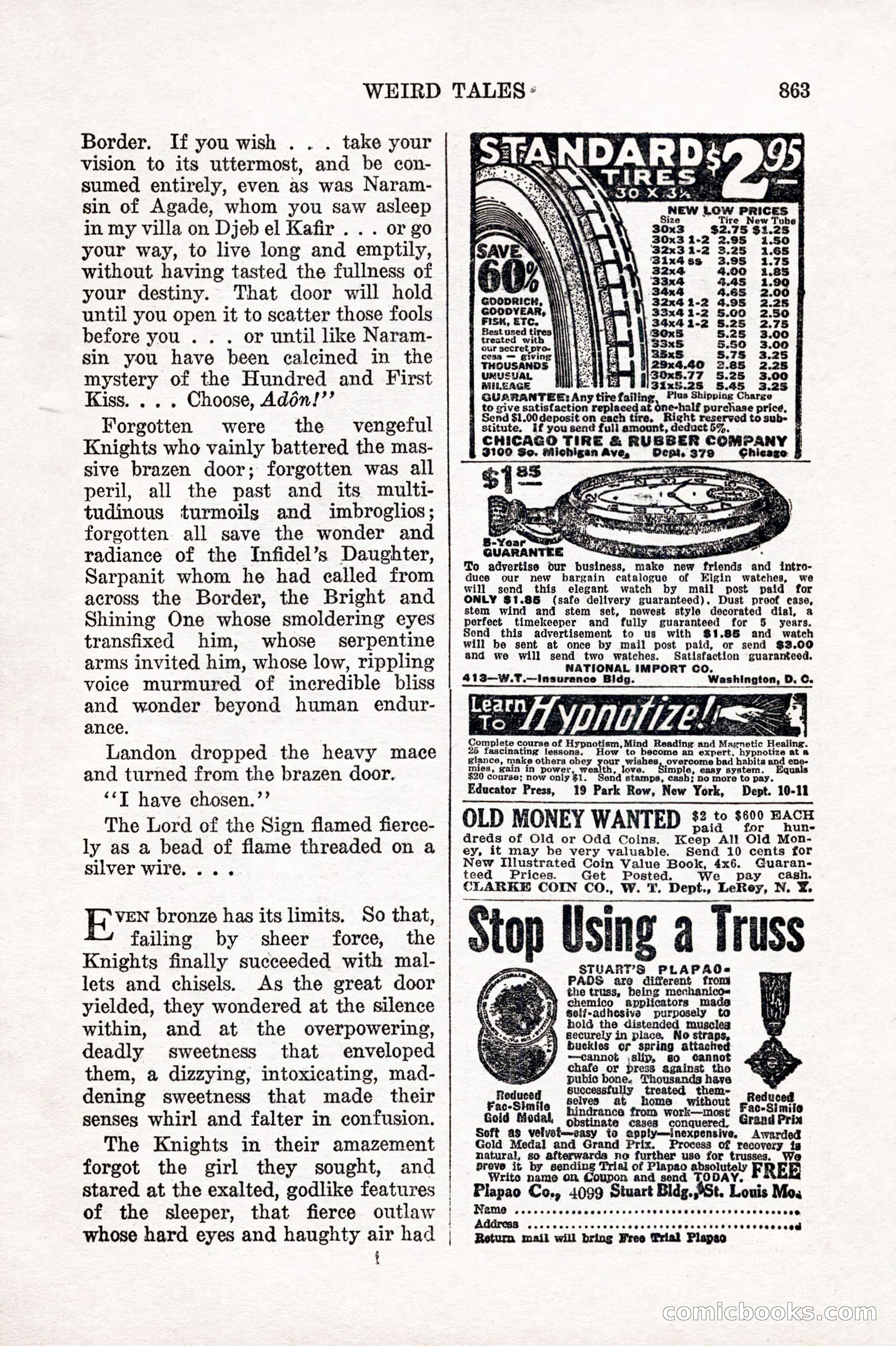 Weird Tales, Vol. 10 No. 6 — page 145 of 148