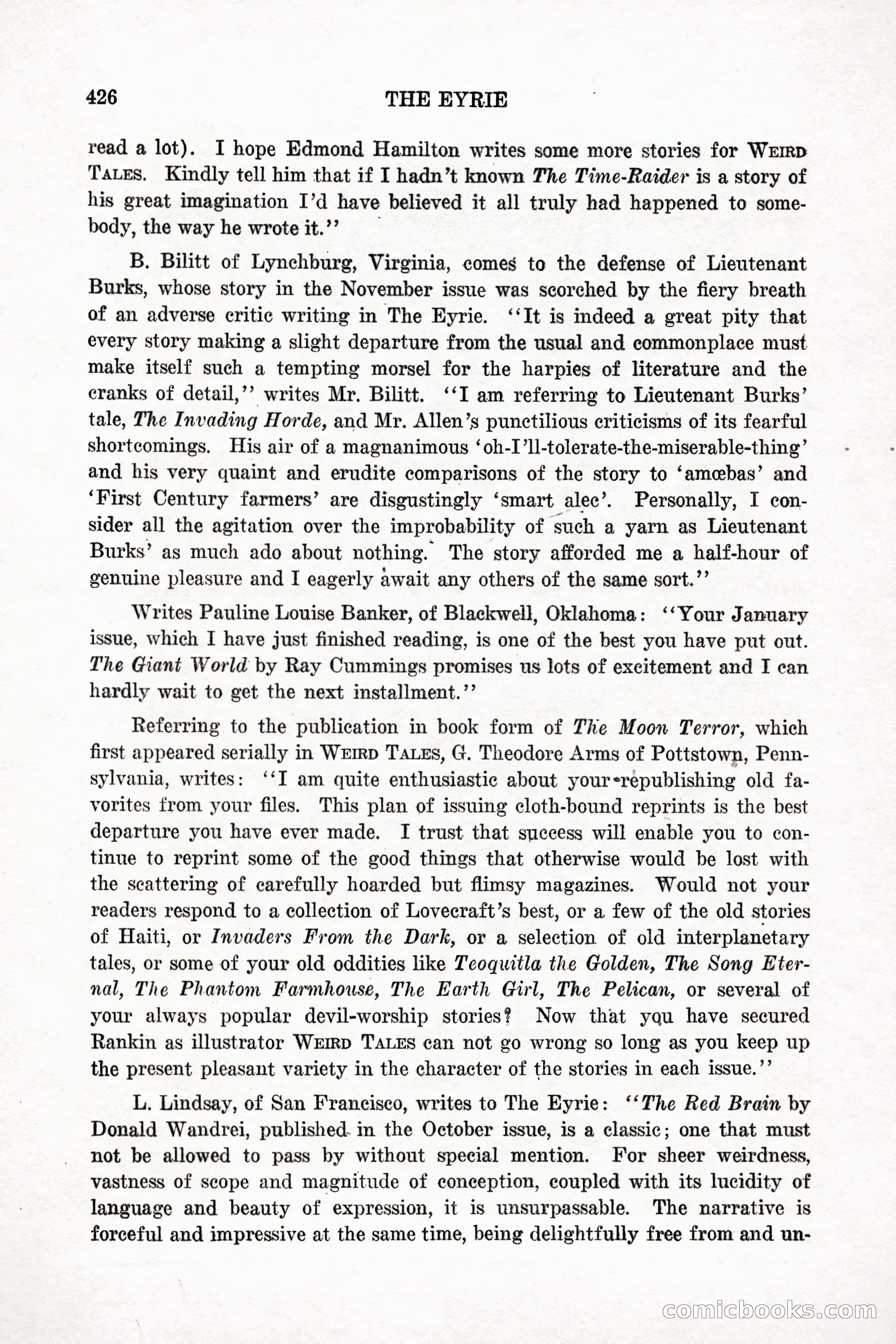 Weird Tales, Vol. 11 No. 3 — page 140 of 148