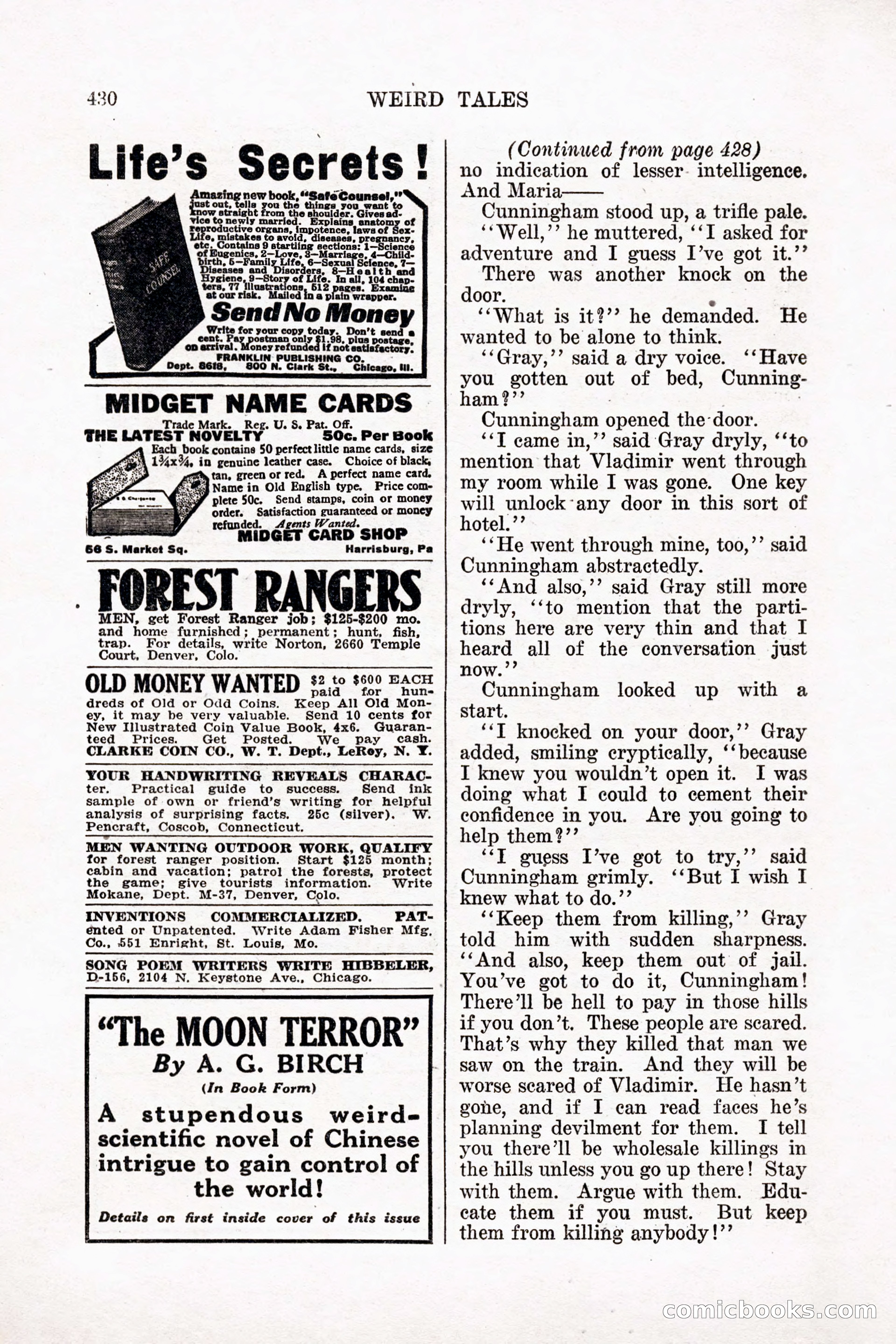 Weird Tales, Vol. 11 No. 3 — page 144 of 148