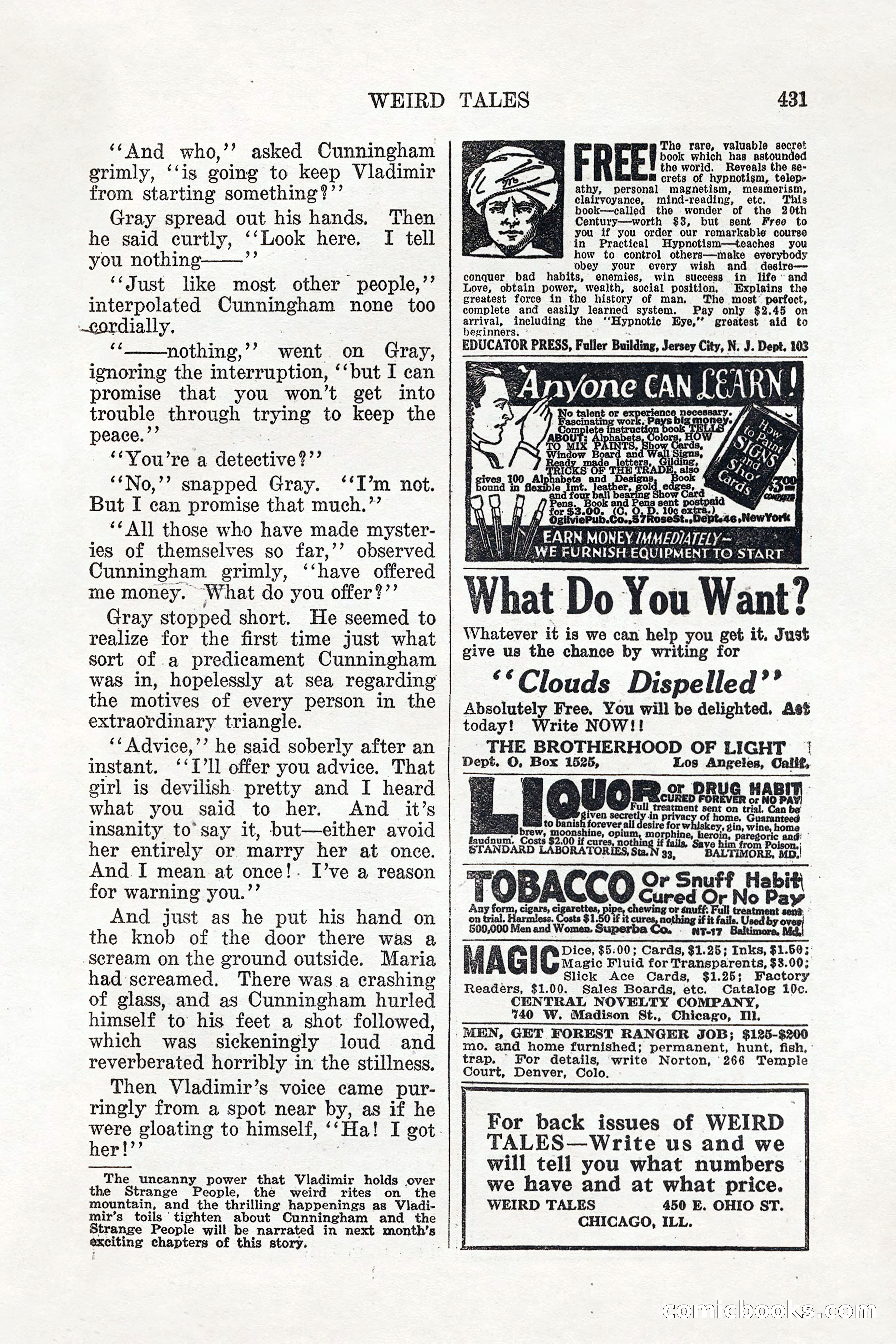 Weird Tales, Vol. 11 No. 3 — page 145 of 148