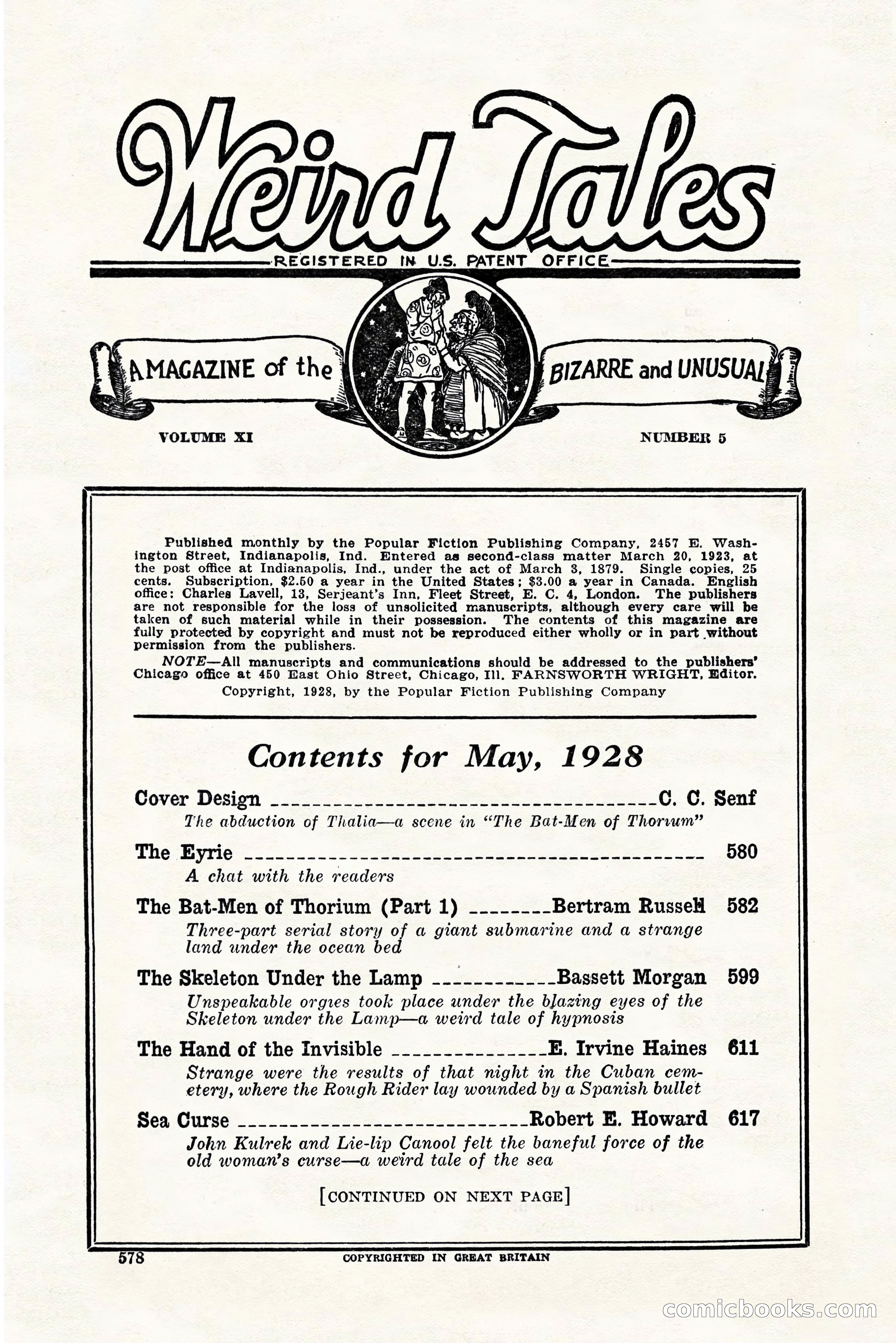 Weird Tales, Vol. 11, No. 5 — page 4 of 148