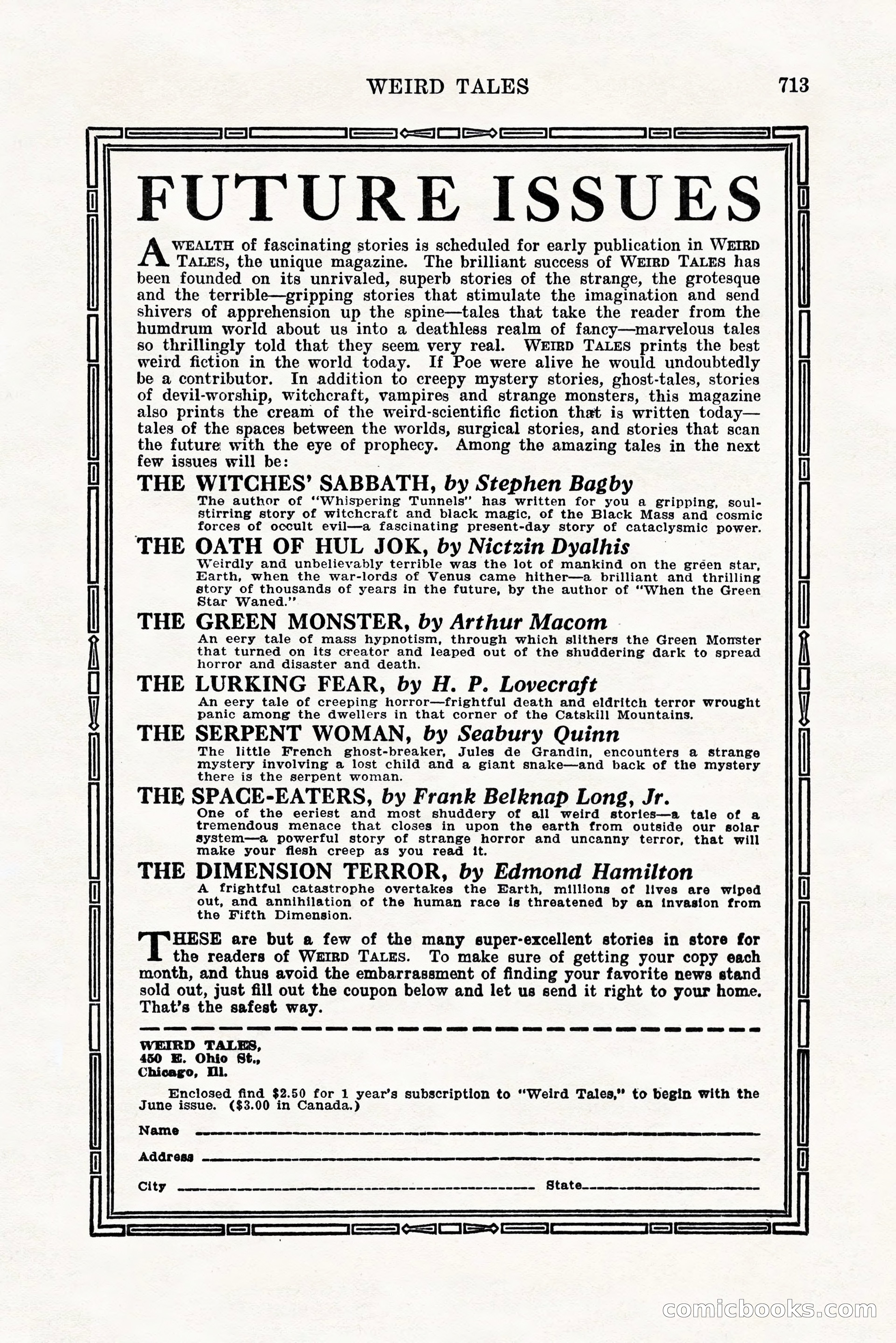 Weird Tales, Vol. 11, No. 5 — page 139 of 148