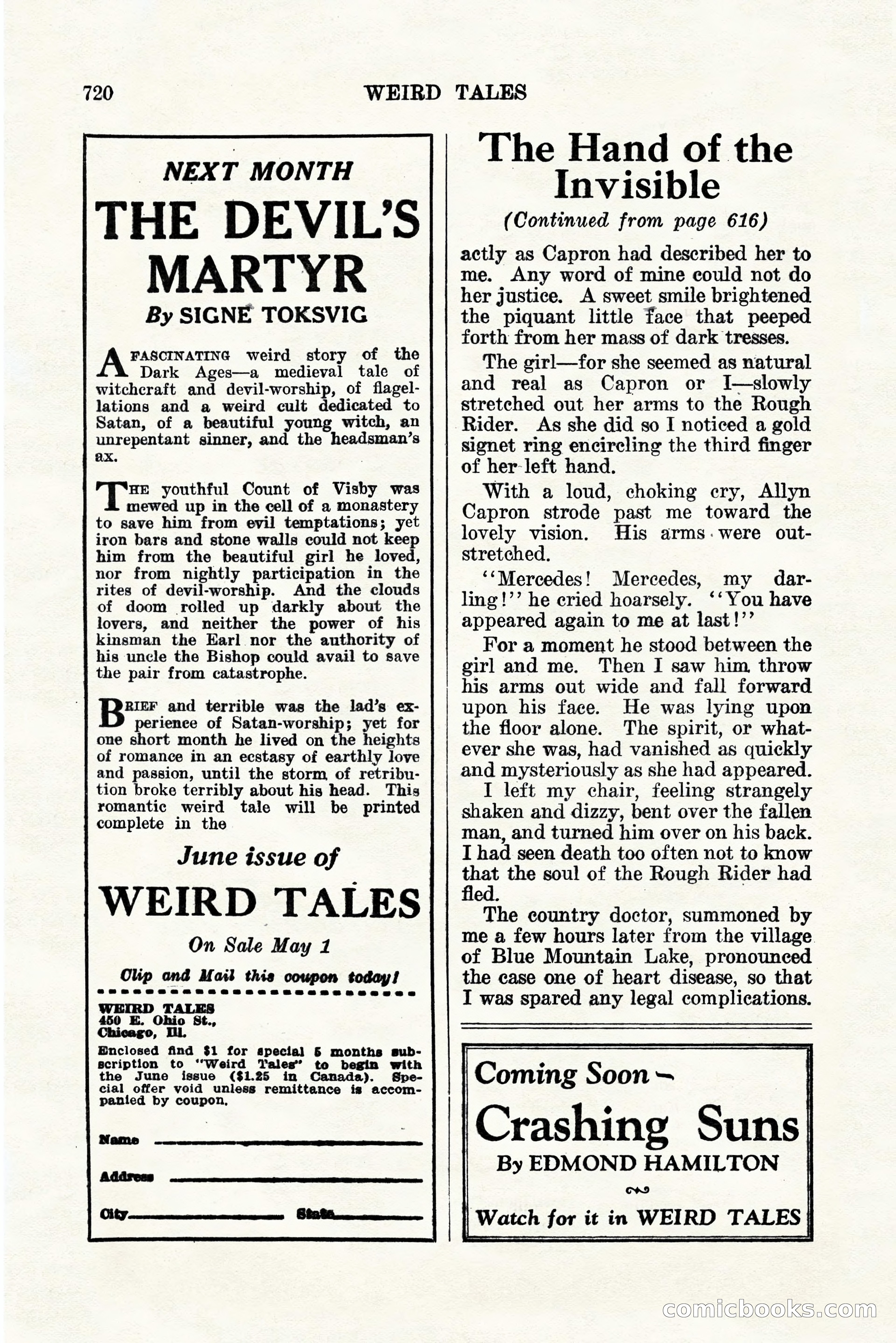 Weird Tales, Vol. 11, No. 5 — page 146 of 148