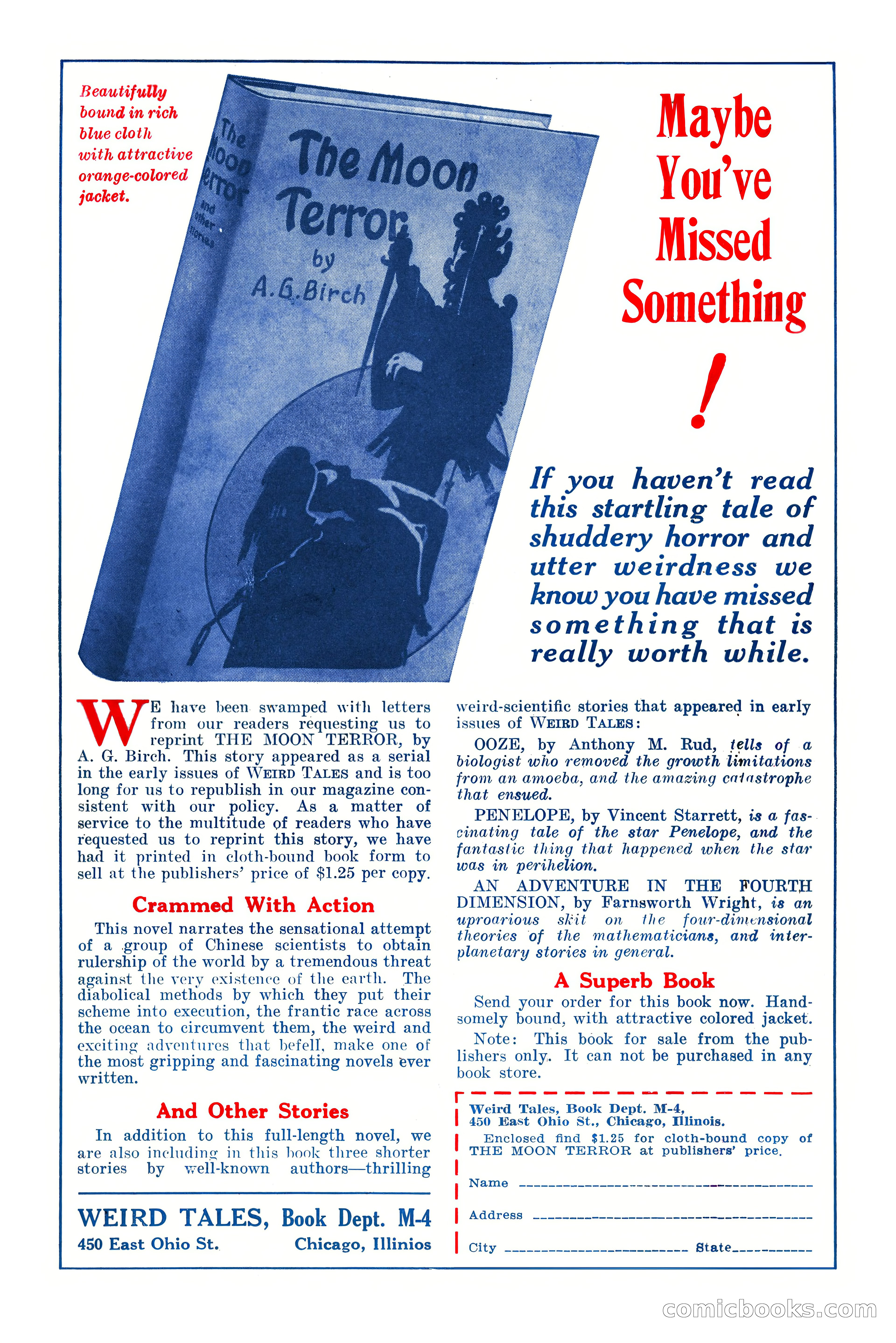 Weird Tales, Vol. 11, No. 5 — page 148 of 148