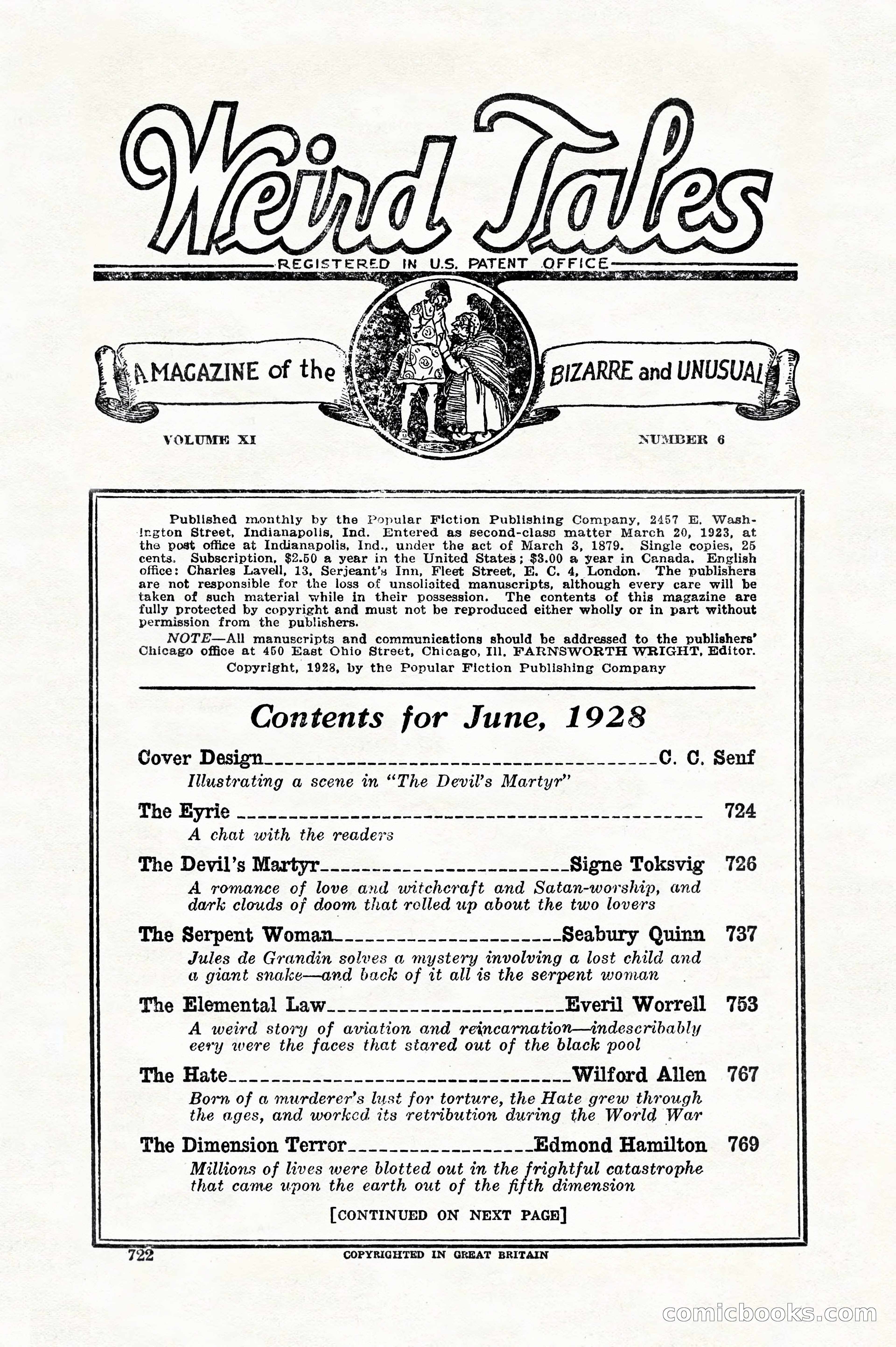 Weird Tales, Vol. 11, No. 6 — page 4 of 148