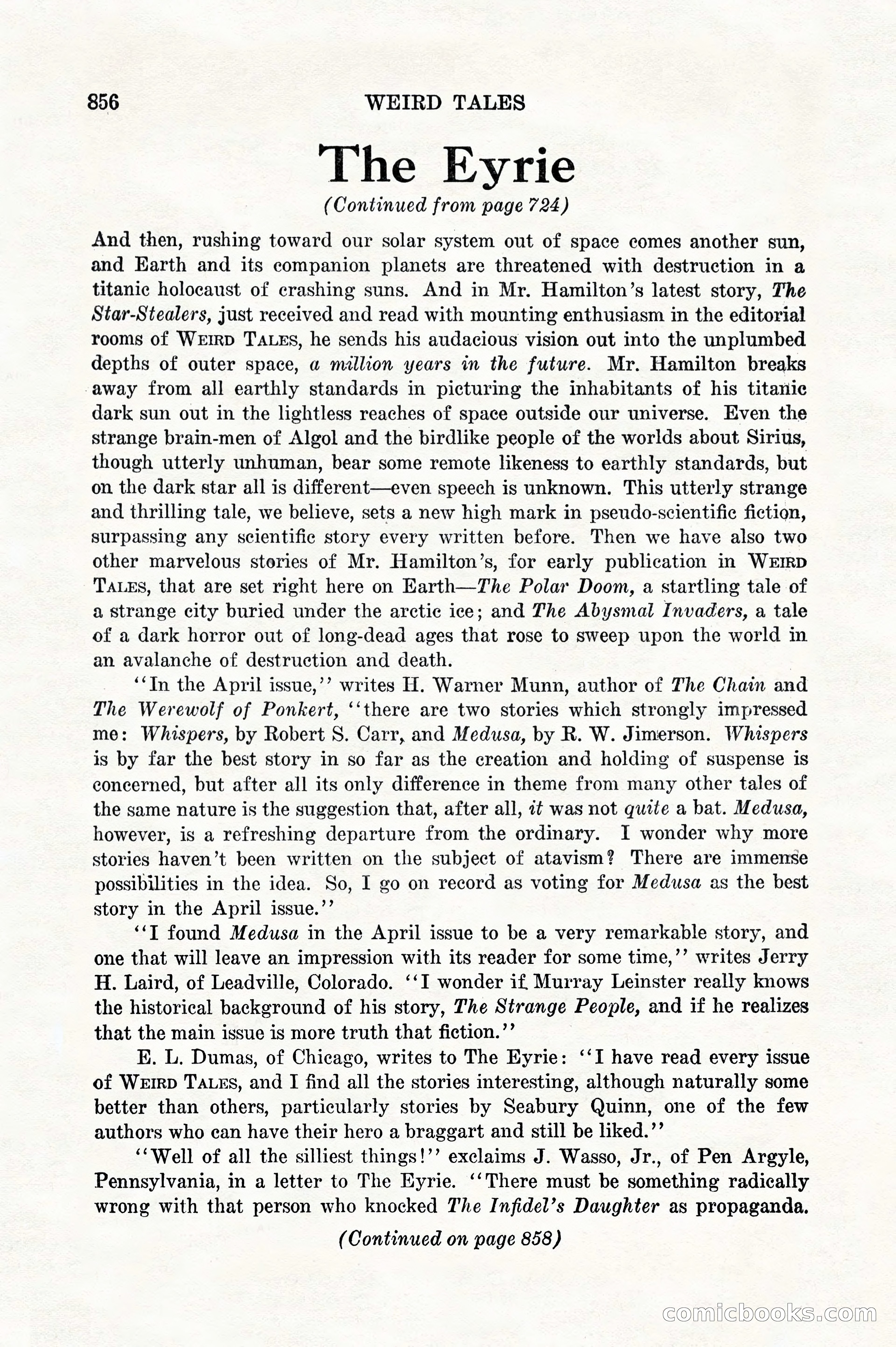 Weird Tales, Vol. 11, No. 6 — page 138 of 148