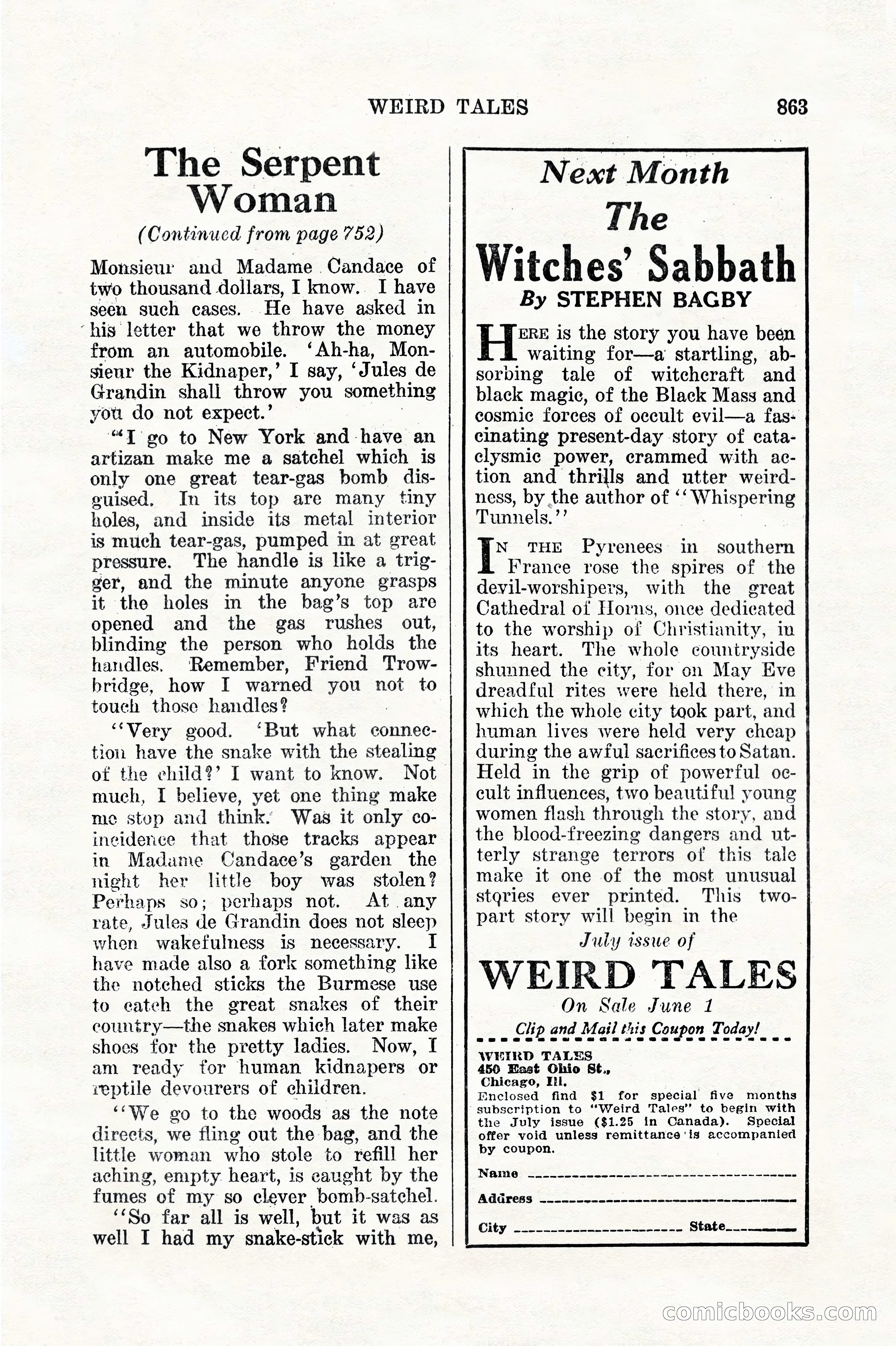 Weird Tales, Vol. 11, No. 6 — page 145 of 148