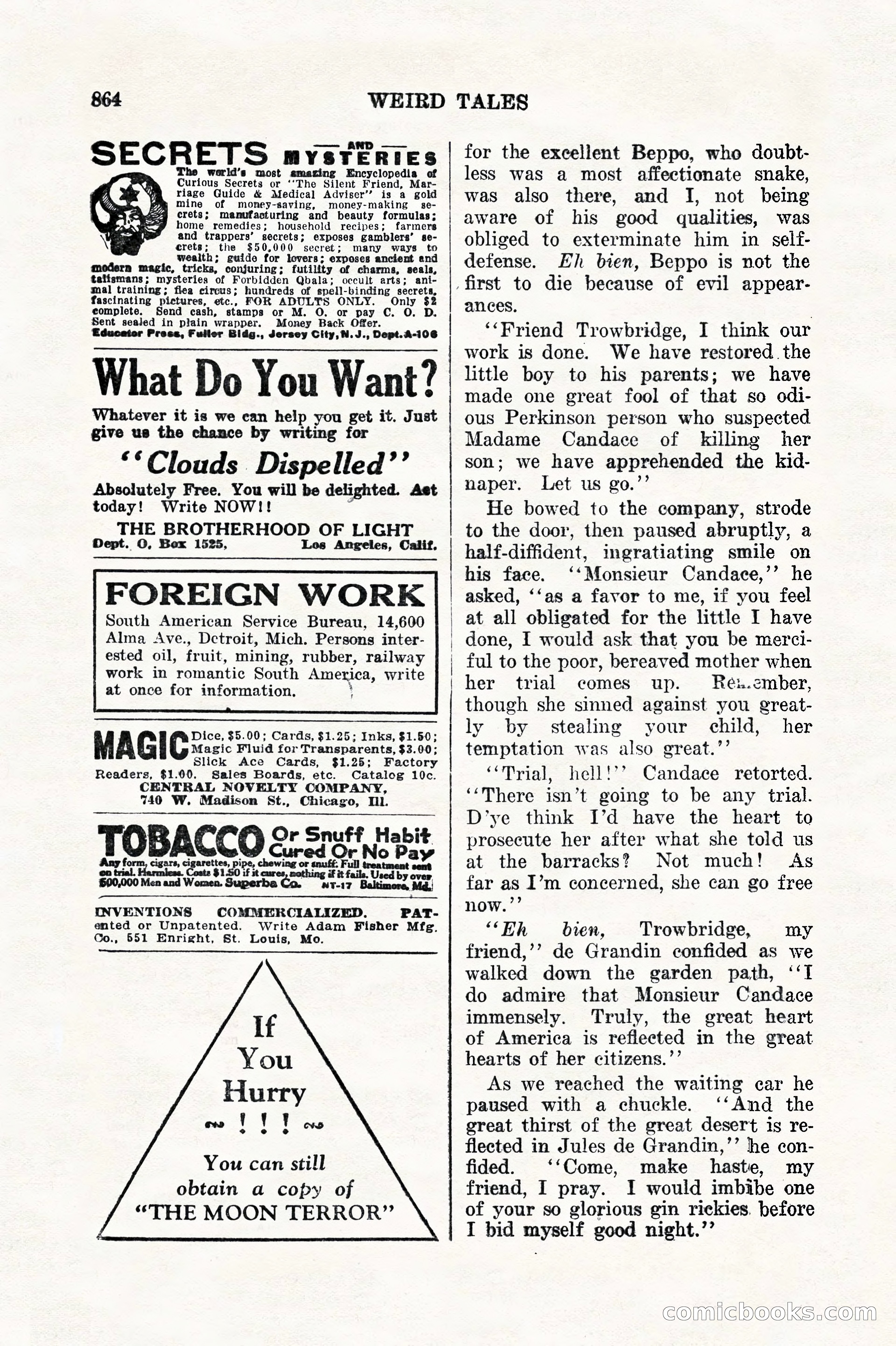 Weird Tales, Vol. 11, No. 6 — page 146 of 148