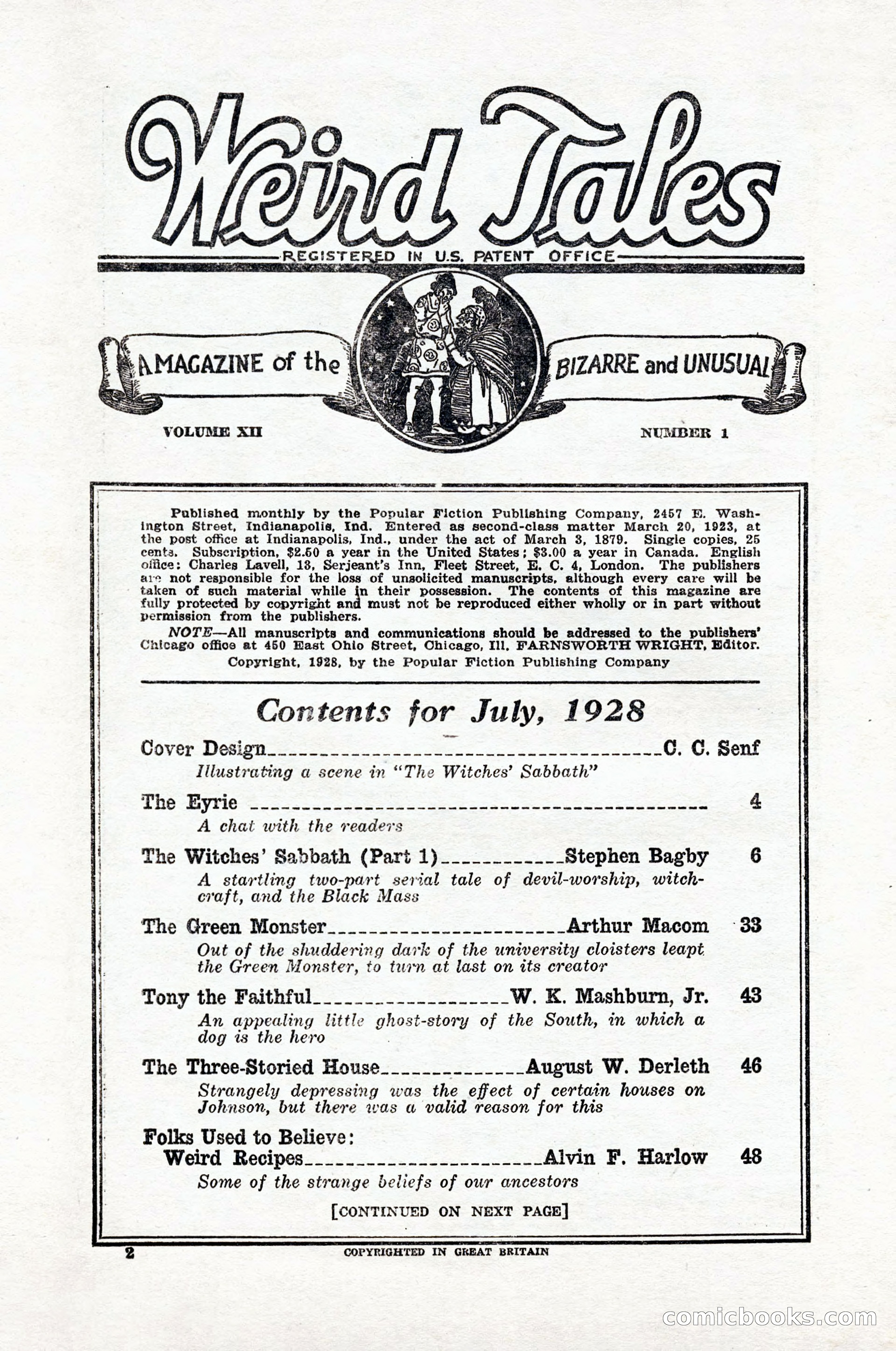 Weird Tales, Vol. 12, No. 1 — page 4 of 148