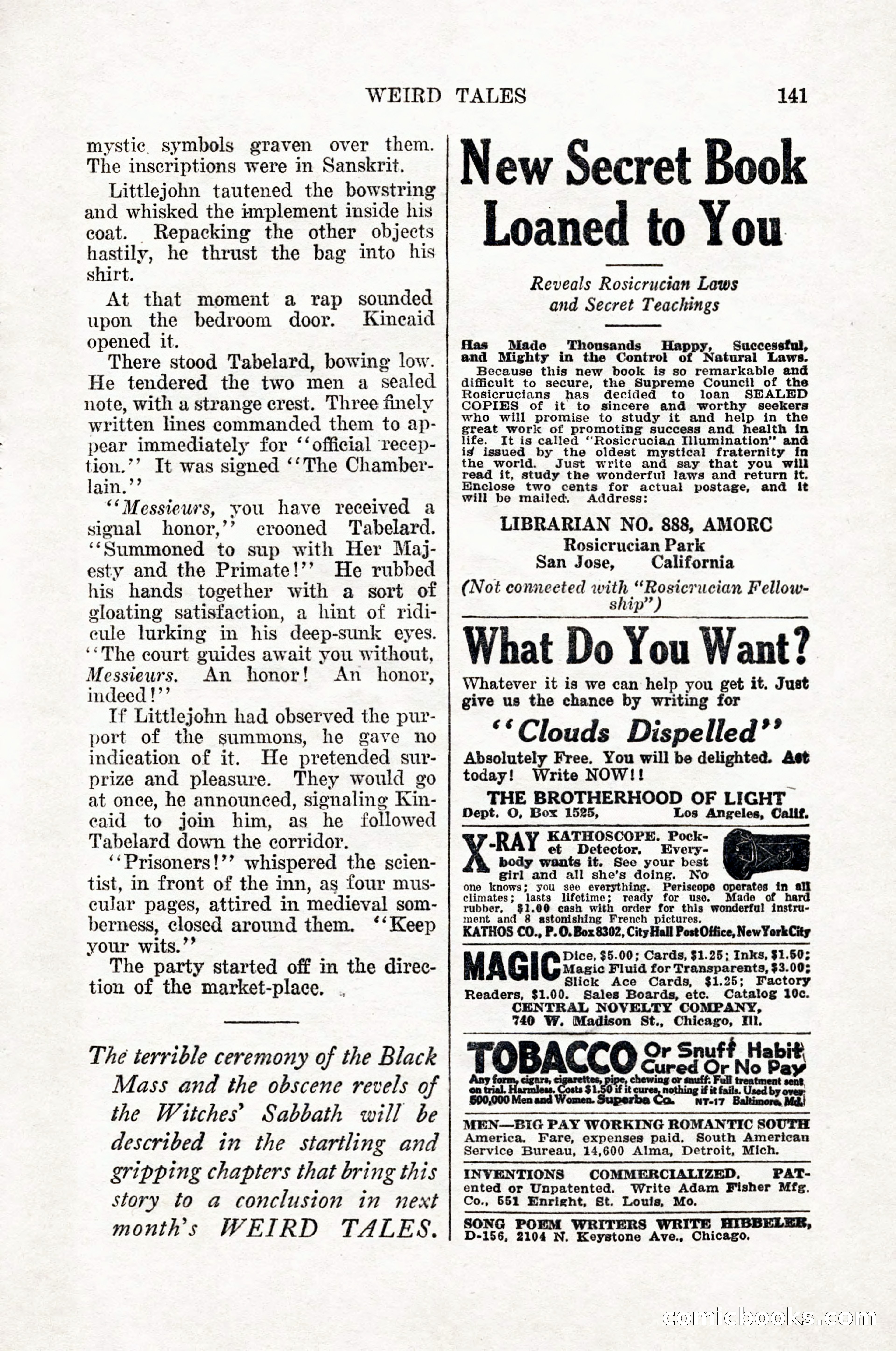 Weird Tales, Vol. 12, No. 1 — page 143 of 148