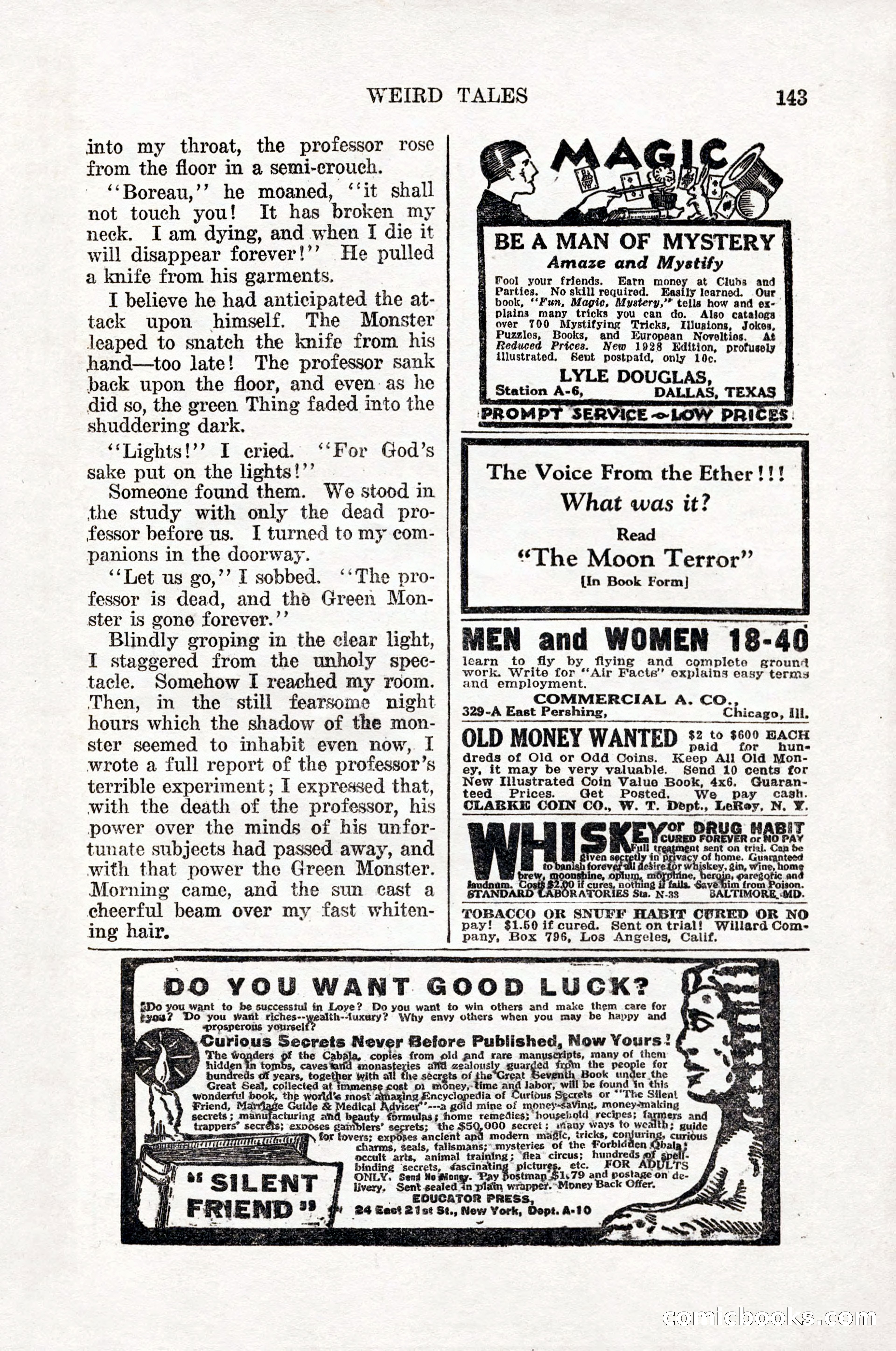 Weird Tales, Vol. 12, No. 1 — page 145 of 148