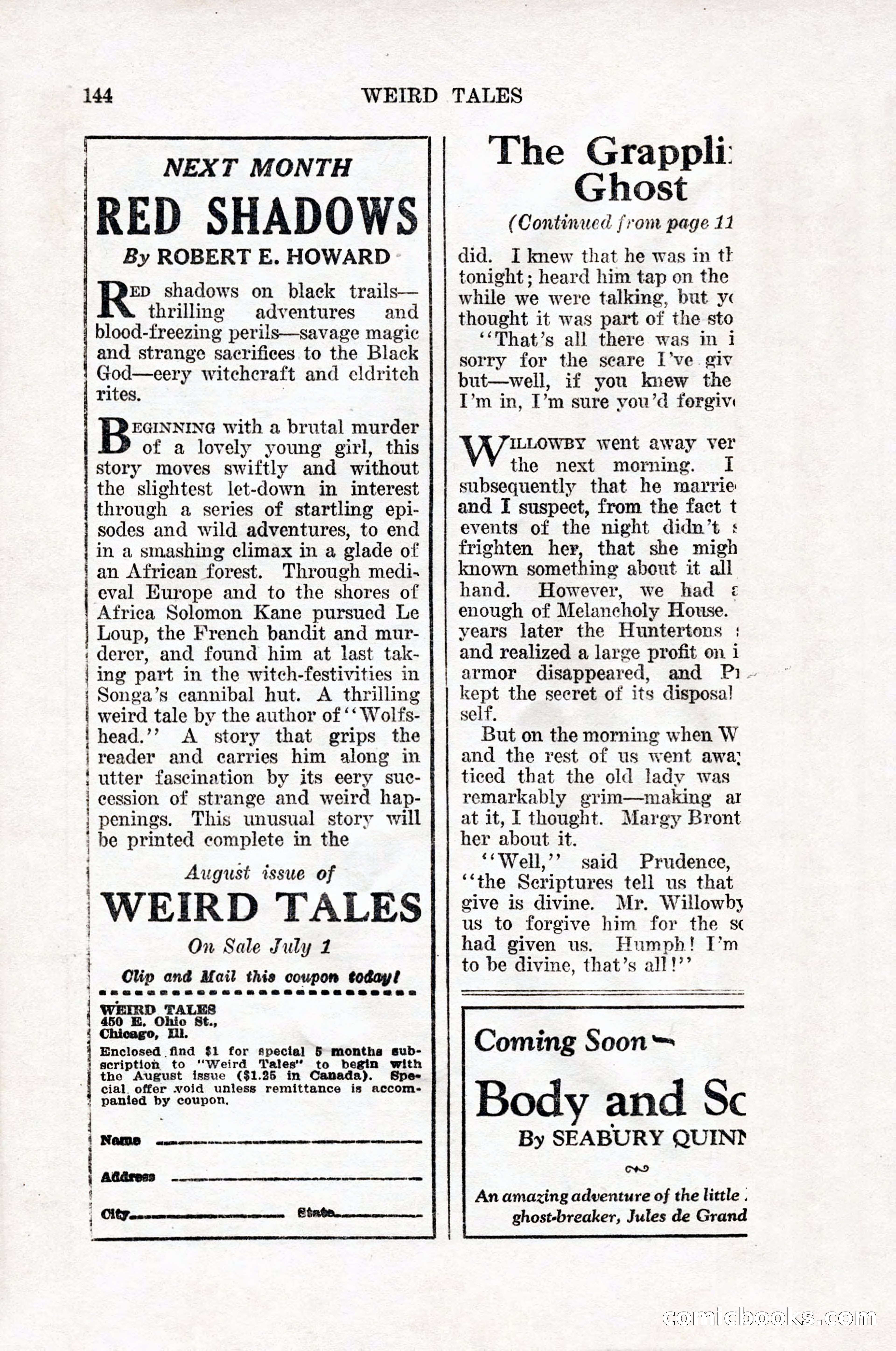 Weird Tales, Vol. 12, No. 1 — page 146 of 148