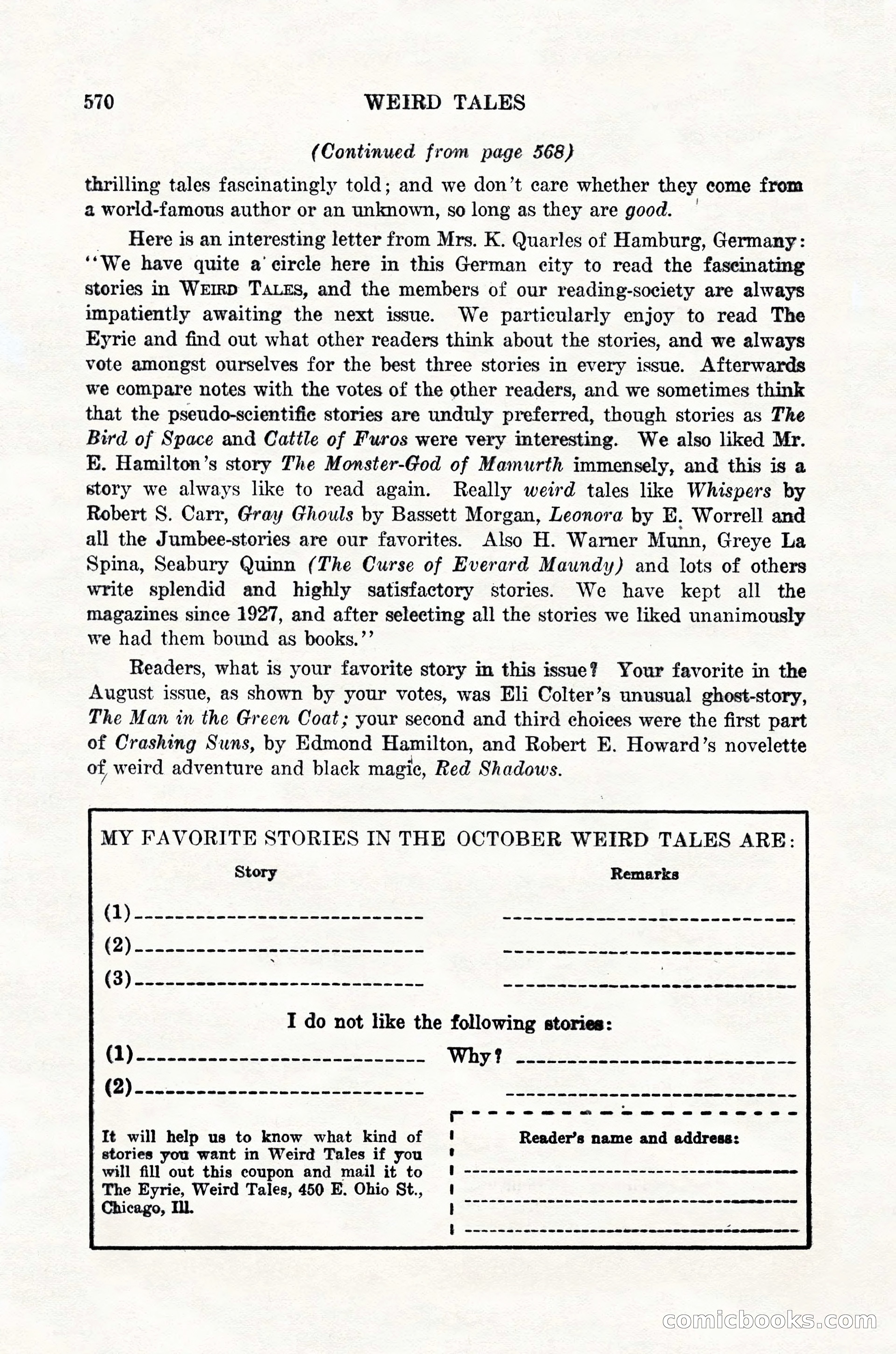 Weird Tales, Vol. 12, No. 4 — page 140 of 148
