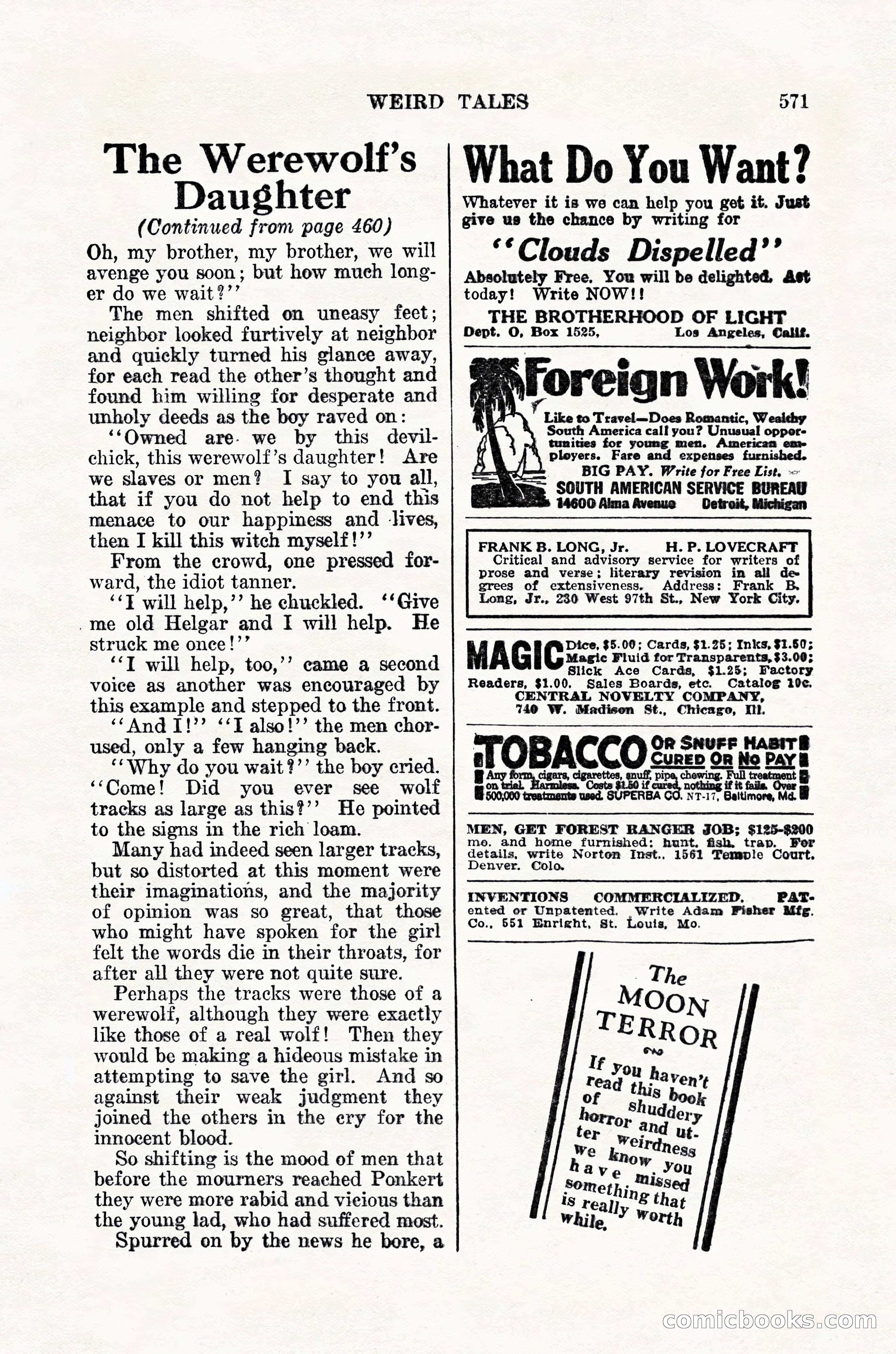 Weird Tales, Vol. 12, No. 4 — page 141 of 148