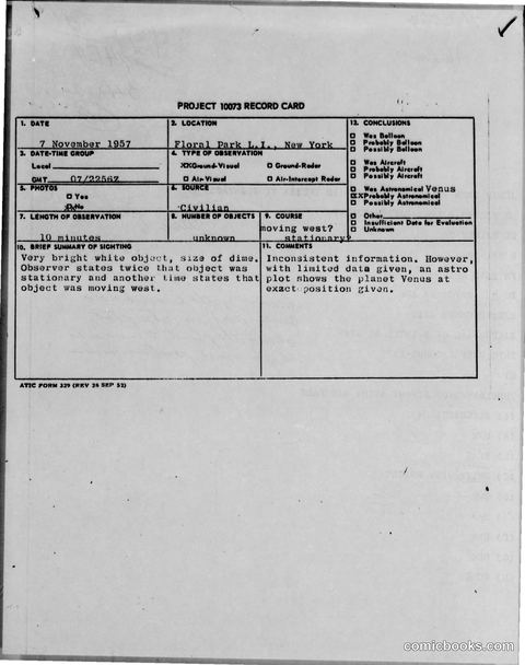 PROJECT 1073 RECORD CARD