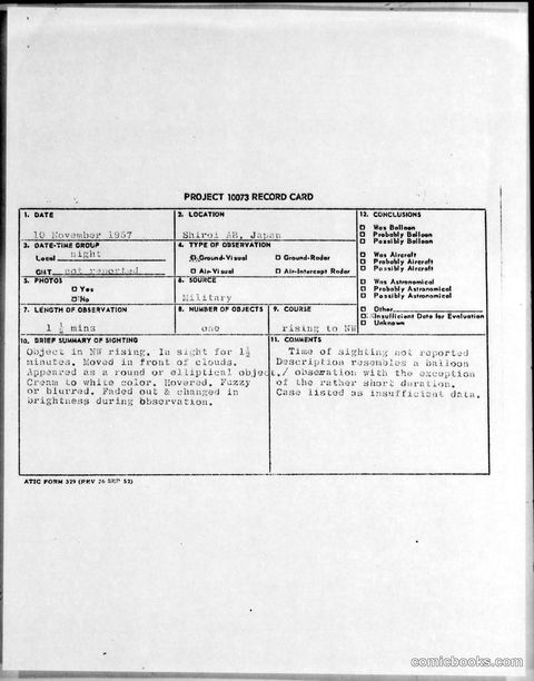 Project 10073 Record Card