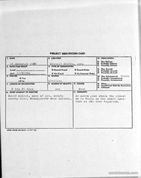 Project 10073 UFO Sighting Report